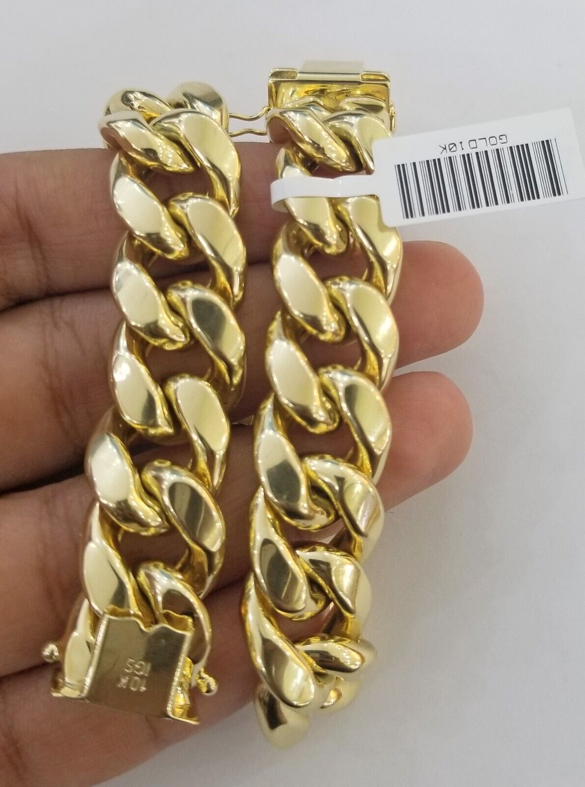 10K Yellow Gold Bracelet 15mm Miami Cuban Link 9" inch Real 10kt Gold Thick,mens - GoldenlinQ