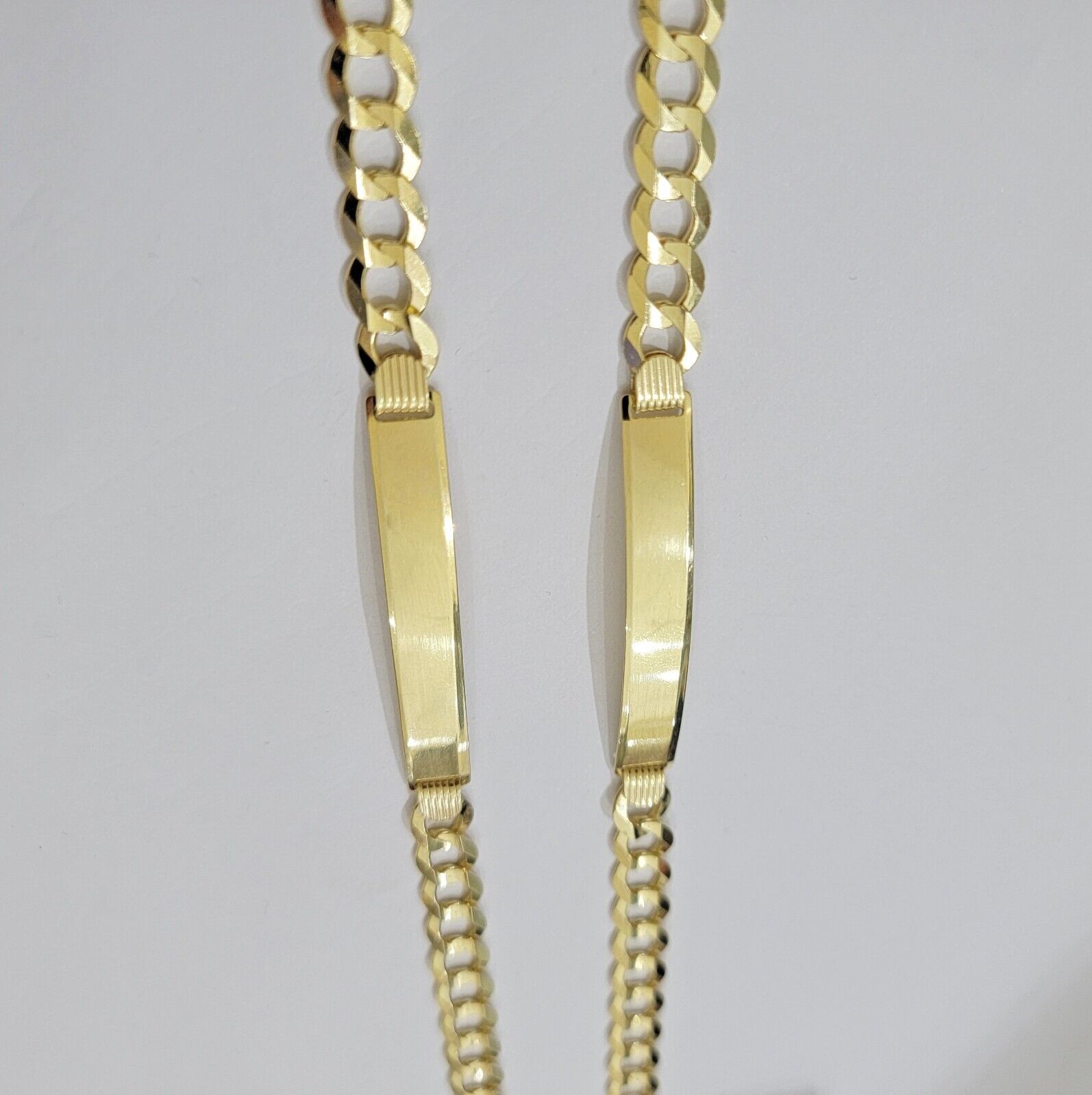 10k Yellow Gold Bracelet ID Cuban Curb Link SOLID 7mm 8 Inch REAL 10k Name Plate - GoldenlinQ