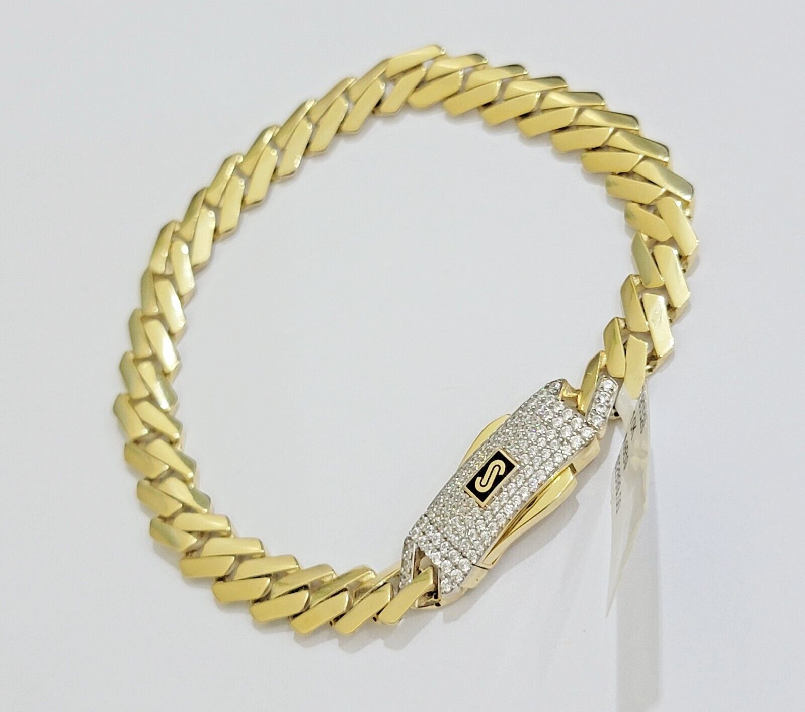 10k Yellow Gold Bracelet Ladies 7.25 Inch Royal Monaco Cuban Link 7mm For Women - GoldenlinQ
