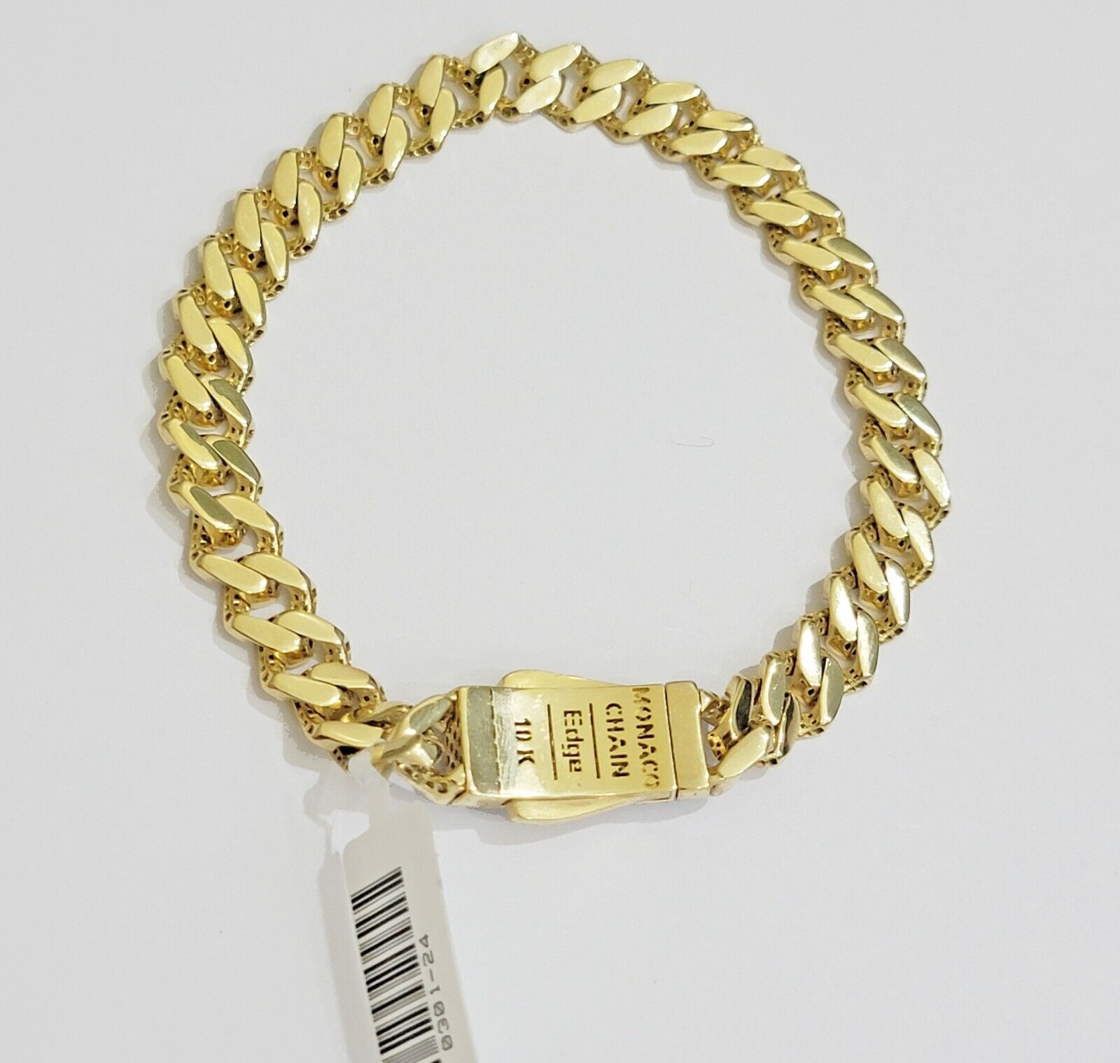 10k Yellow Gold Bracelet Ladies 7.25 Inch Royal Monaco Cuban Link 7mm For Women - GoldenlinQ