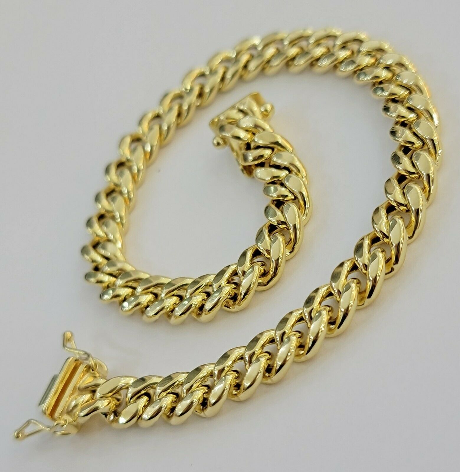 10k Yellow Gold Bracelet Miami Cuban Link 7.5" 7mm REAL 10 kt men &Women, STRONG - GoldenlinQ