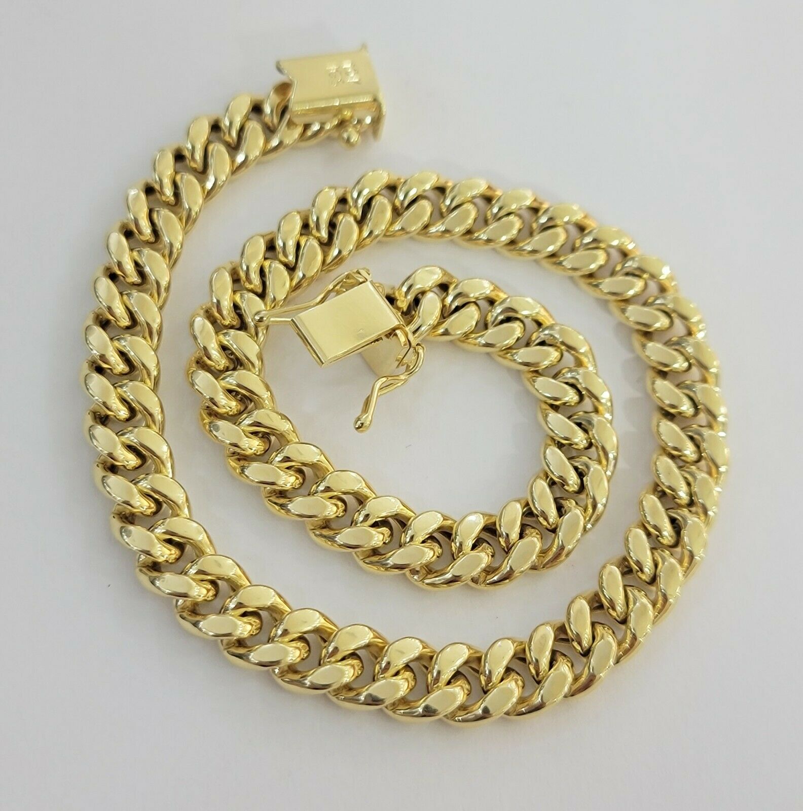 10k Yellow Gold Bracelet Miami Cuban Link 8" 7mm REAL 10 kt men & Women, STRONG - GoldenlinQ