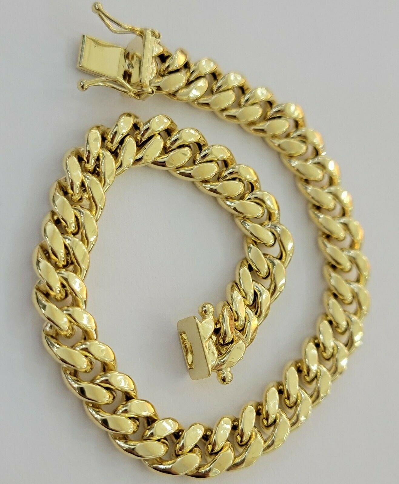 10k Yellow Gold Bracelet Miami Cuban Link 8" 8mm REAL 10 kt men & Women, STRONG - GoldenlinQ