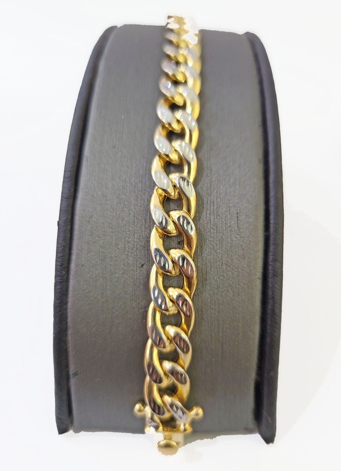 10K Yellow Gold Bracelet Real Cuban Curb Link Diamond Cut 10mm 8" Inch REAL Gold - GoldenlinQ