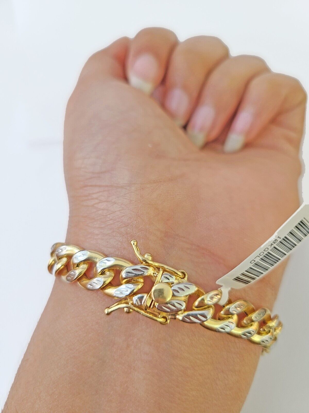 10K Yellow Gold Bracelet Real Cuban Curb Link Diamond Cut 10mm 8" Inch REAL Gold - GoldenlinQ