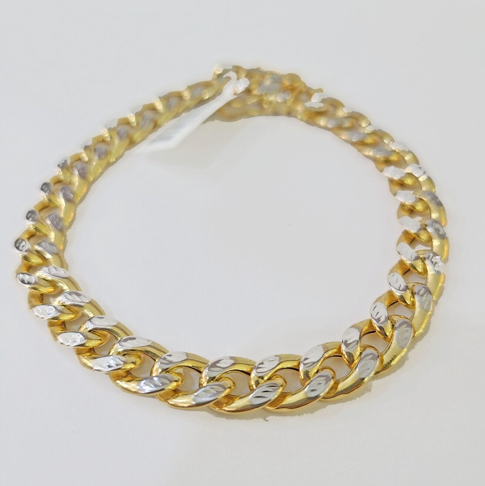 10K Yellow Gold Bracelet Real Cuban Curb Link Diamond Cut 10mm 8" Inch REAL Gold - GoldenlinQ