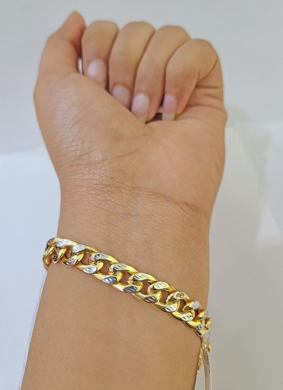 10K Yellow Gold Bracelet Real Cuban Curb Link Diamond Cut 8mm 8" Inch REAL Gold - GoldenlinQ