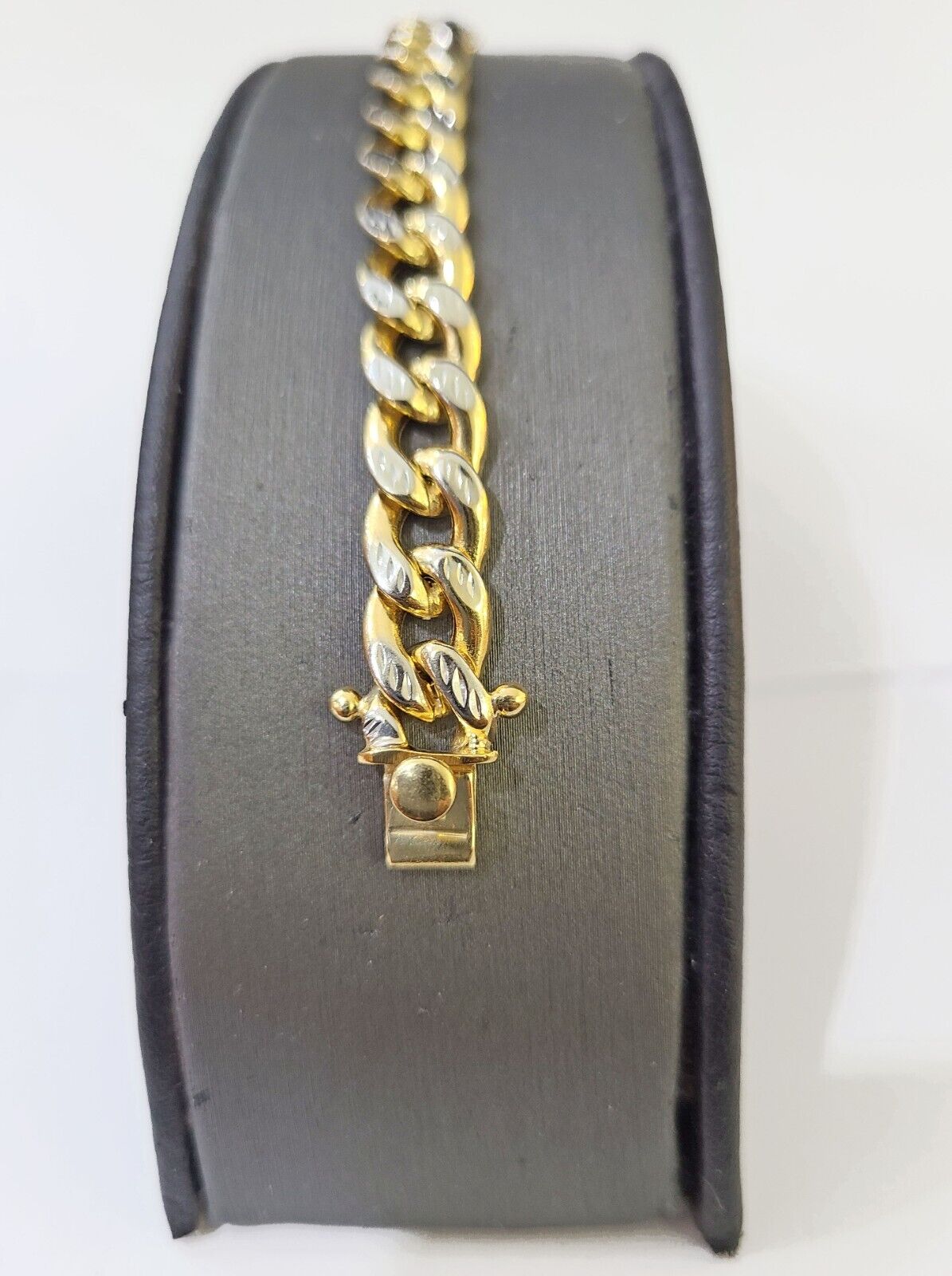 10K Yellow Gold Bracelet Real Cuban Curb Link Diamond Cut 8mm 8" Inch REAL Gold - GoldenlinQ