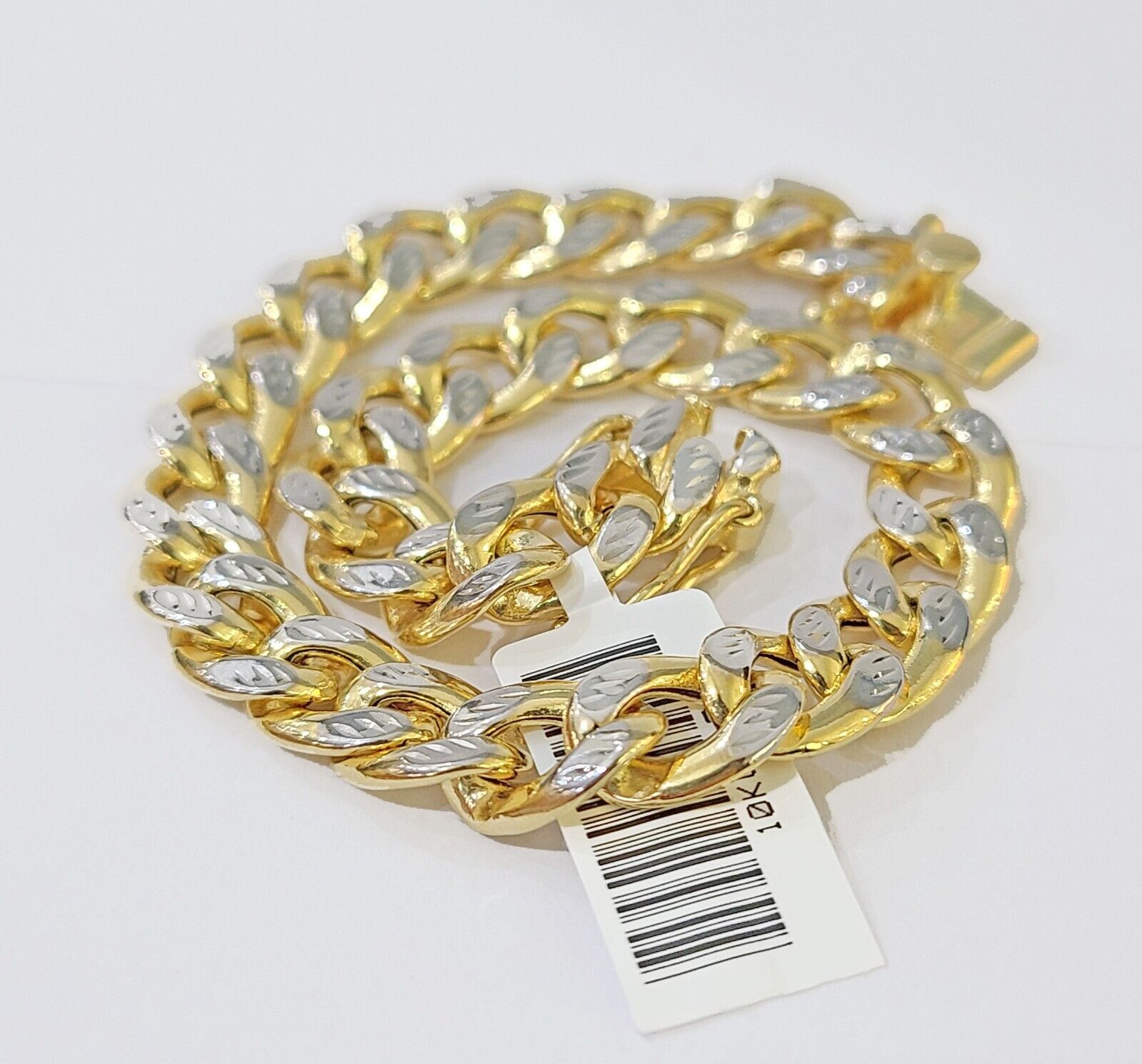 10K Yellow Gold Bracelet Real Cuban Curb Link Diamond Cut 8mm 8" Inch REAL Gold - GoldenlinQ