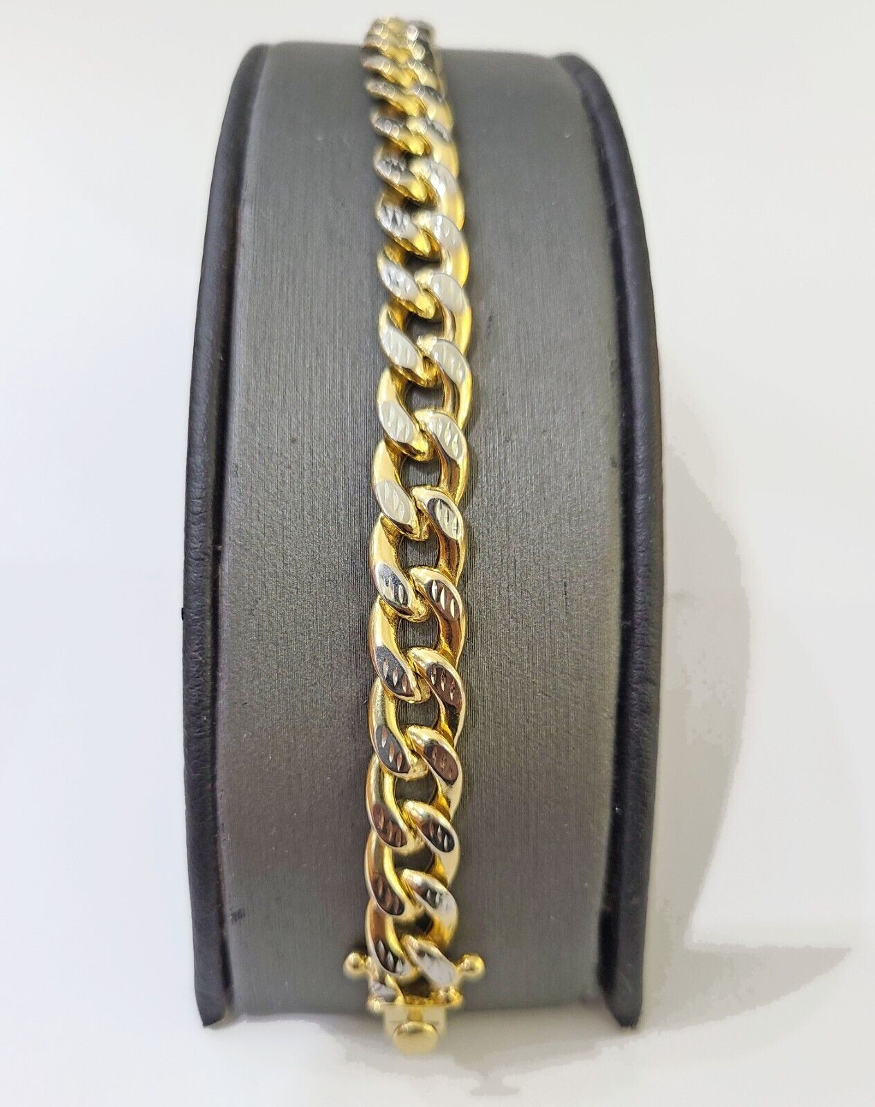 10K Yellow Gold Bracelet Real Cuban Curb Link Diamond Cut 8mm 8" Inch REAL Gold - GoldenlinQ