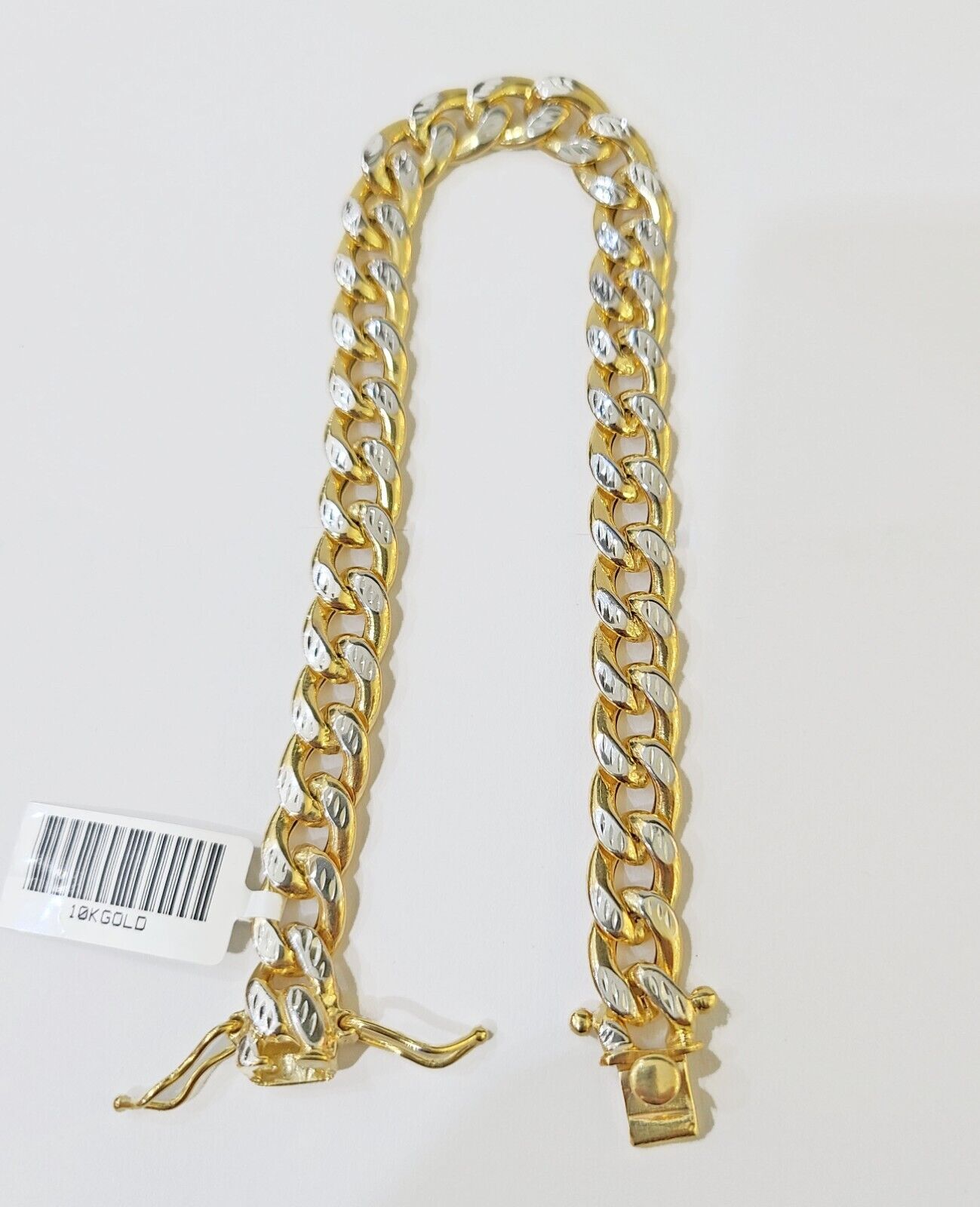 10K Yellow Gold Bracelet Real Cuban Curb Link Diamond Cut 8mm 8" Inch REAL Gold - GoldenlinQ