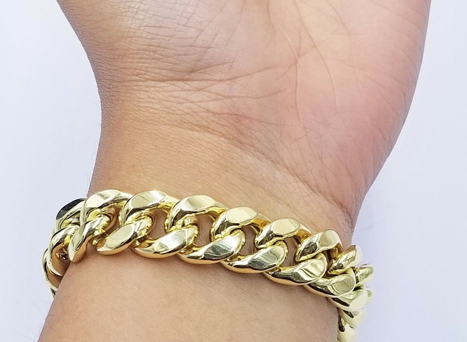 10K Yellow Gold Bracelet Royal Miami Cuban Link 9 inch Bracelet 13mm Real - GoldenlinQ