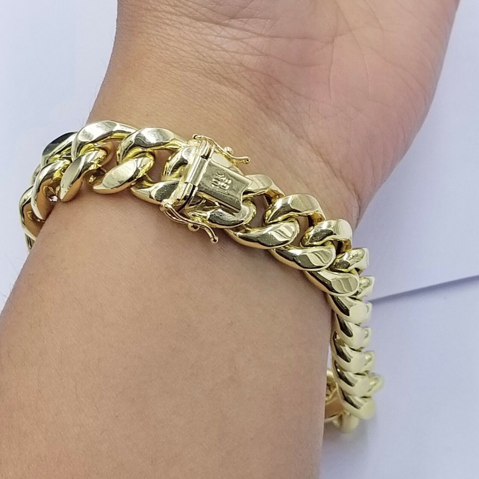 10K Yellow Gold Bracelet Royal Miami Cuban Link 9 inch Bracelet 13mm Real - GoldenlinQ