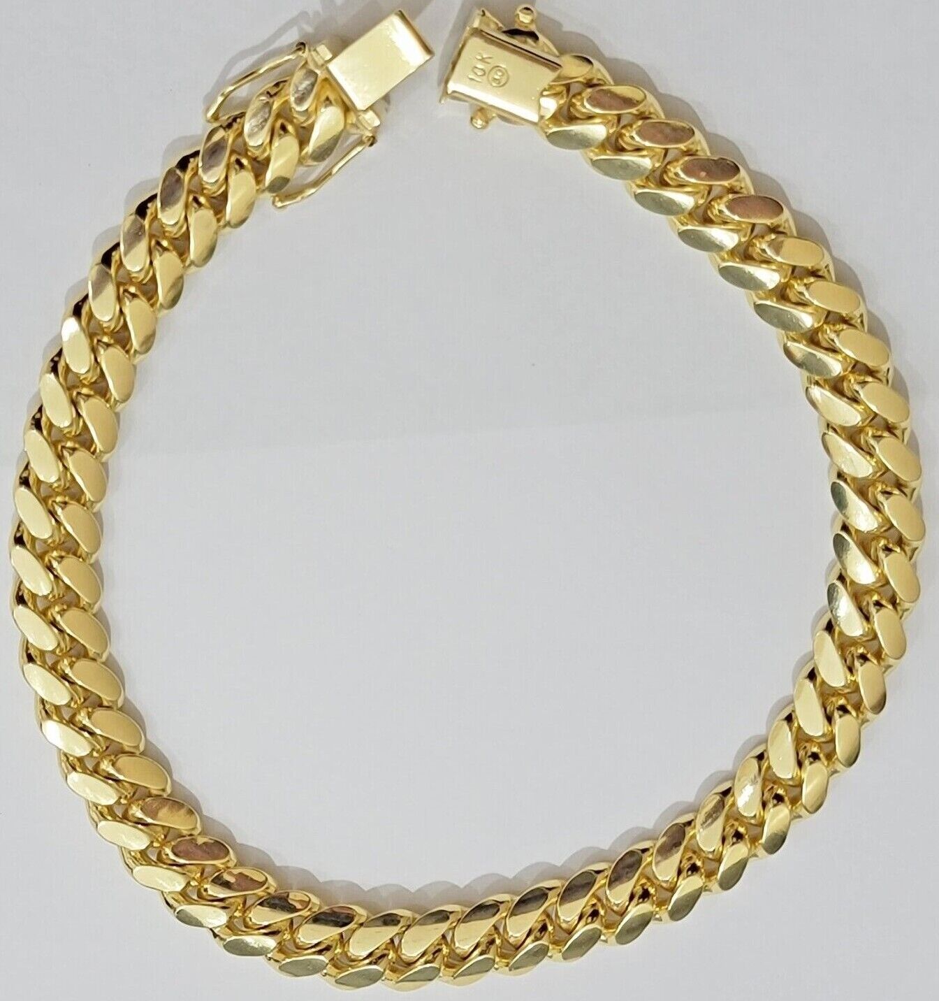 10k Yellow Gold Bracelet Solid Miami Cuban Link 9mm 8" Box Clasp, Real 10kt Men - GoldenlinQ