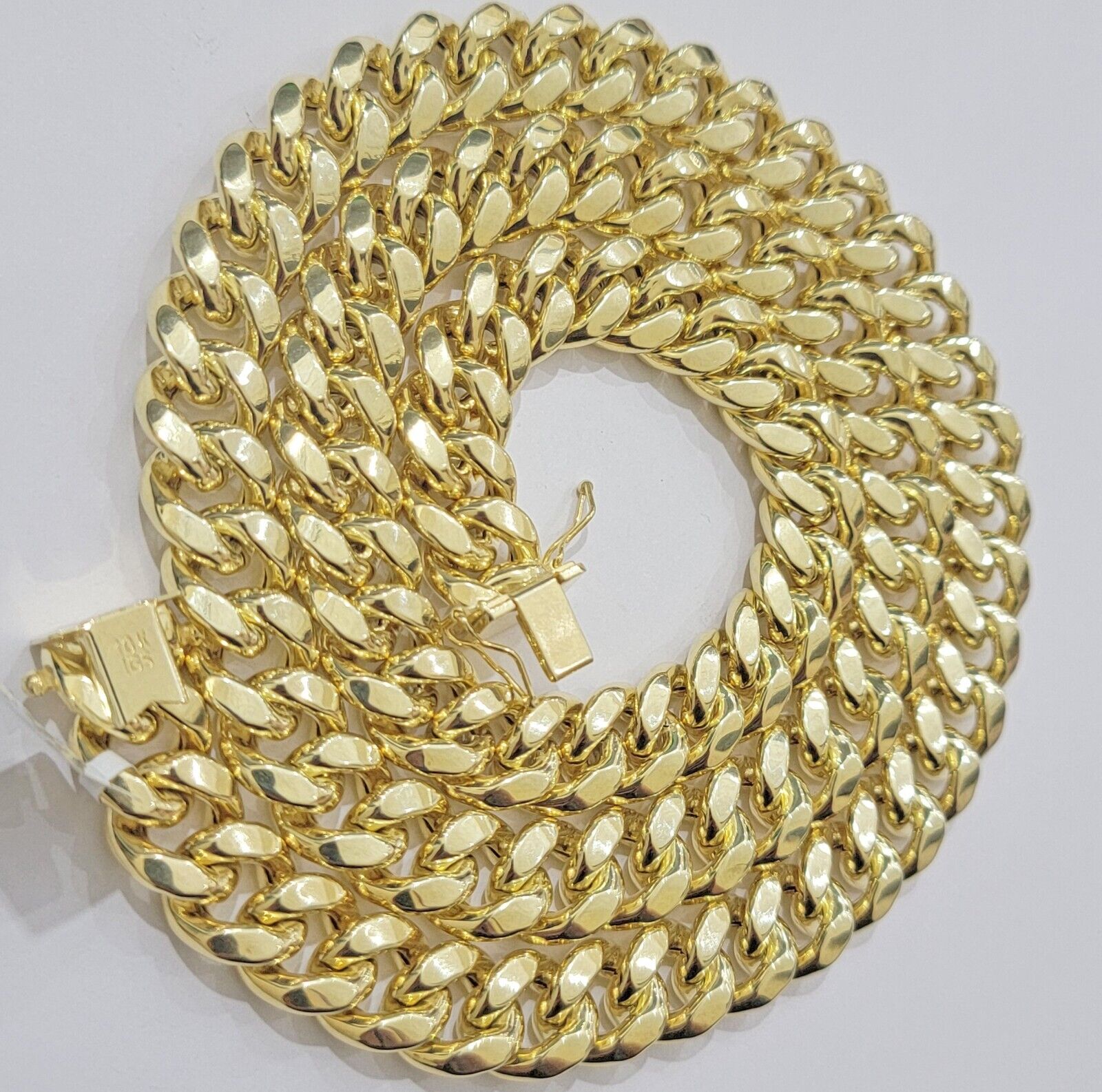 10k Yellow Gold Chain 12mm Miami Cuban Link Necklace 20" - 30" Real 10kt Box Clasp - GoldenlinQ