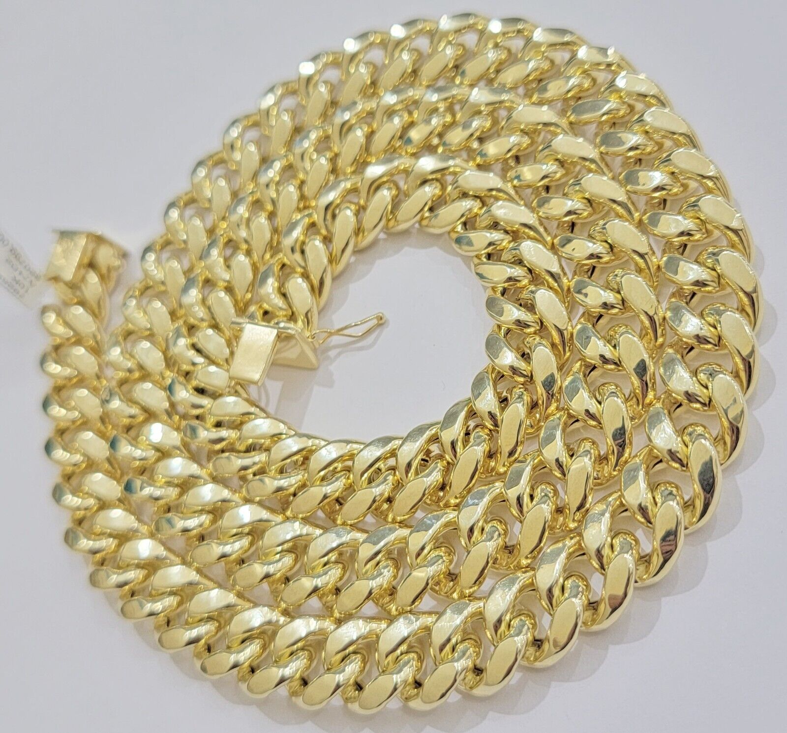 10k Yellow Gold Chain 12mm Miami Cuban Link Necklace 20" - 30" Real 10kt Box Clasp - GoldenlinQ
