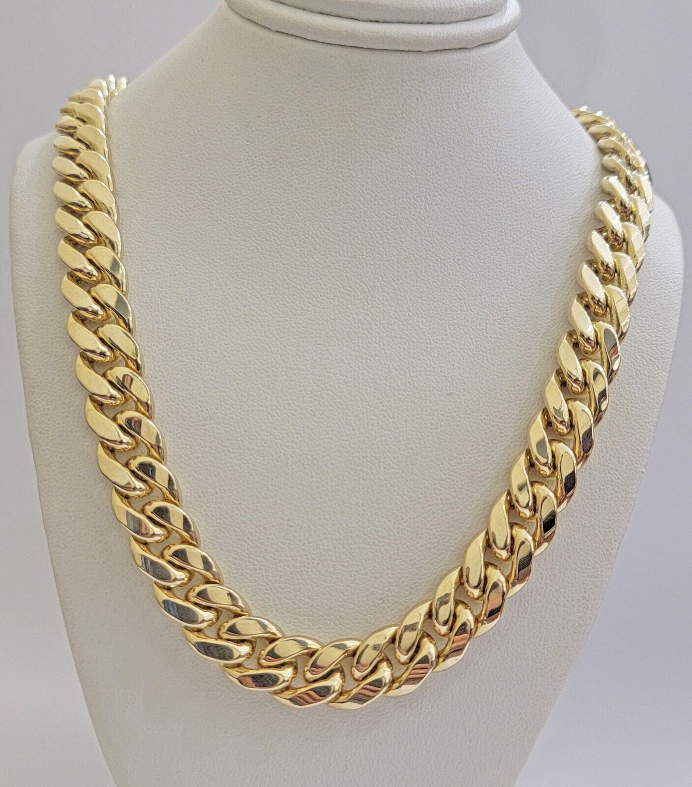 10k Yellow Gold Chain 12mm Miami Cuban Link Necklace 20" - 30" Real 10kt Box Clasp - GoldenlinQ