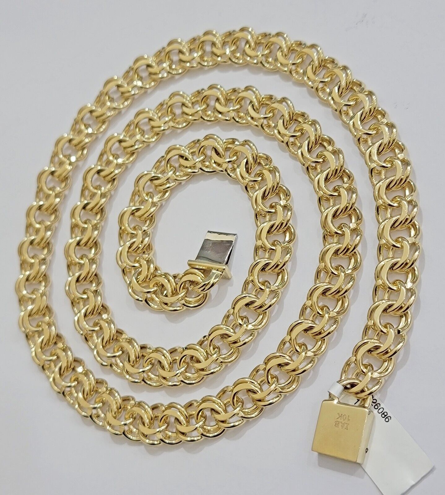10k Yellow Gold Chain Chino Necklace Solid Link 9mm 20 Inch Real 10kt Box Clasp - GoldenlinQ