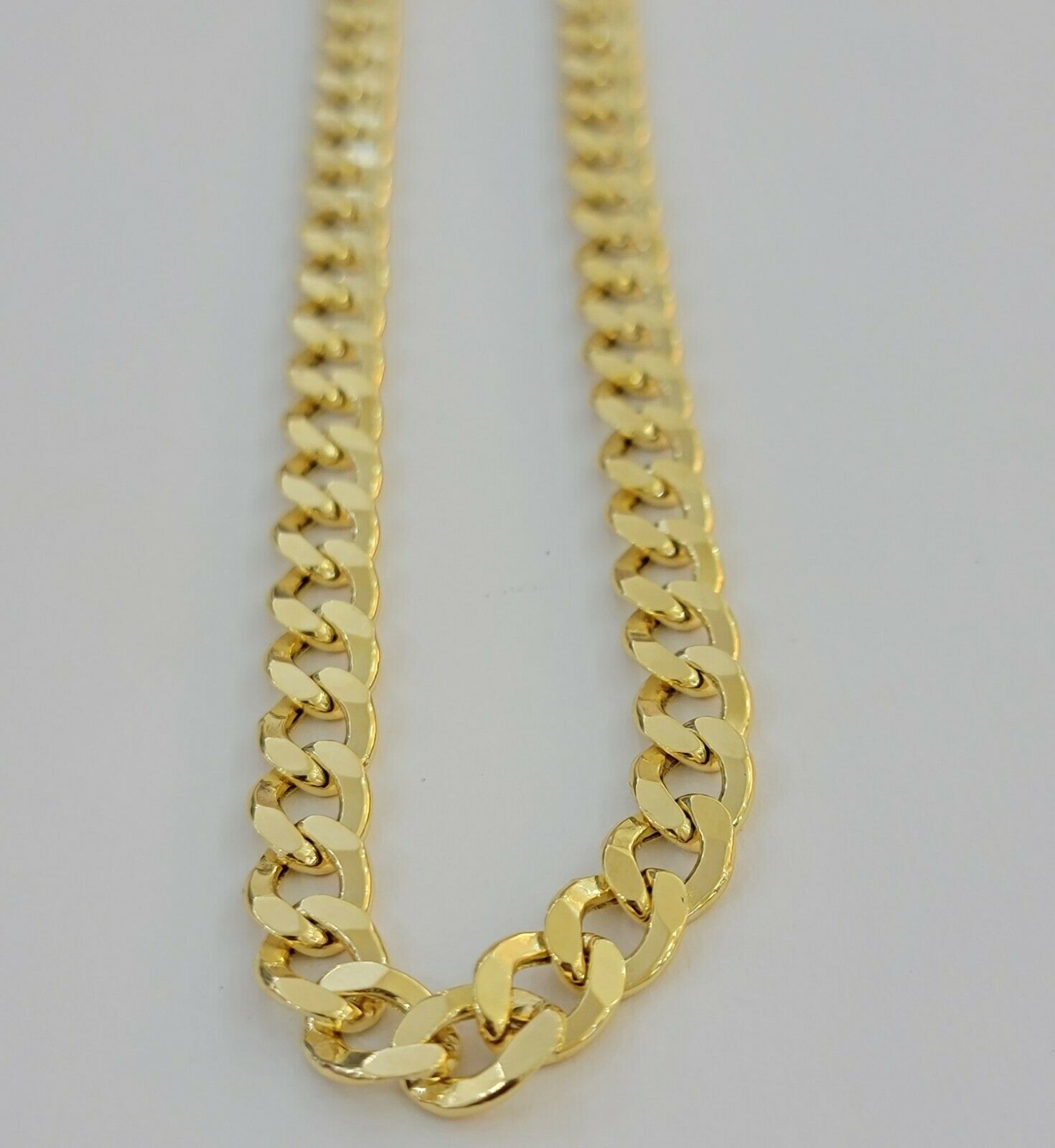 10k Yellow Gold Chain Necklace Cuban Curb Link 8mm 20" Inch 10kt Mens REAL Gold - GoldenlinQ