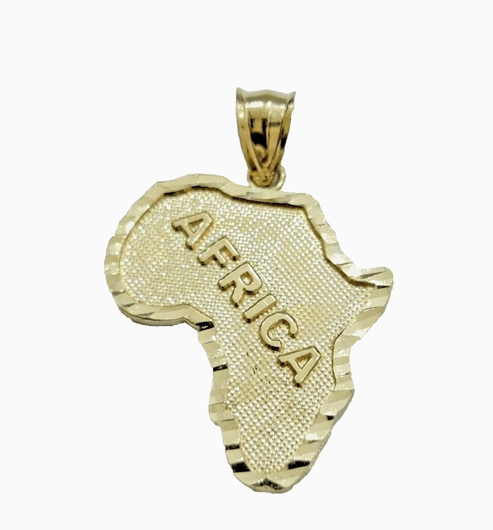 10k Yellow Gold Charm Africa Continent Pendant Mens REAL 10KT GOLD & FREE SHIPPING - GoldenlinQ