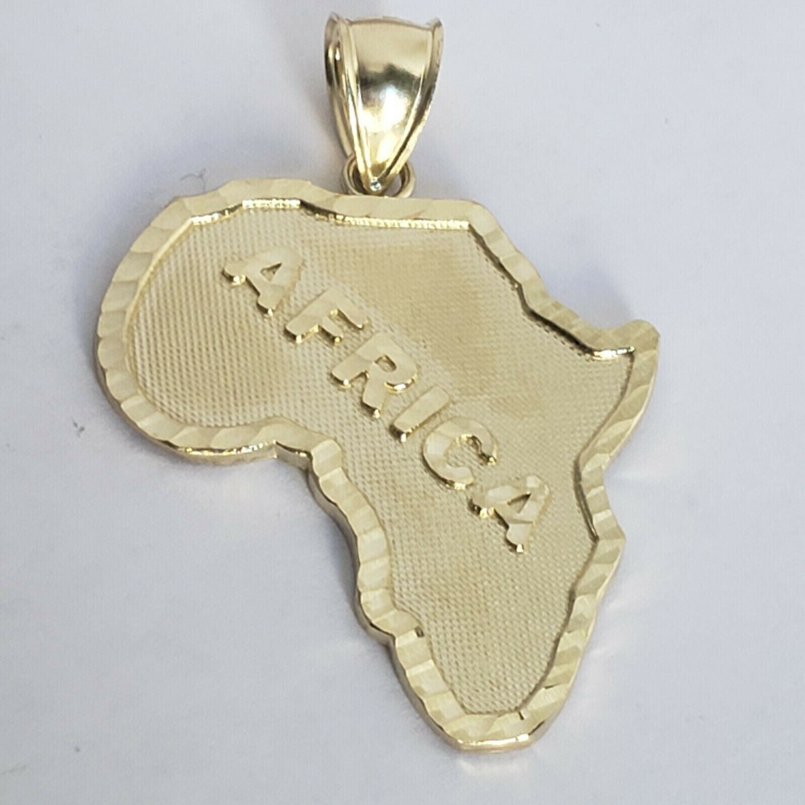 10k Yellow Gold Charm Africa Continent Pendant Mens REAL 10KT With FREE SHIPPING - GoldenlinQ