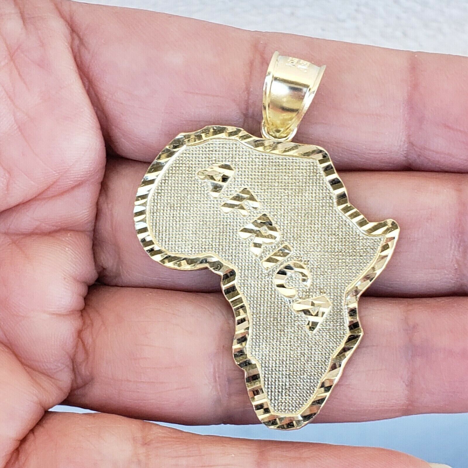 10k Yellow Gold Charm Africa Continent Pendant Mens REAL 10KT With FREE SHIPPING - GoldenlinQ