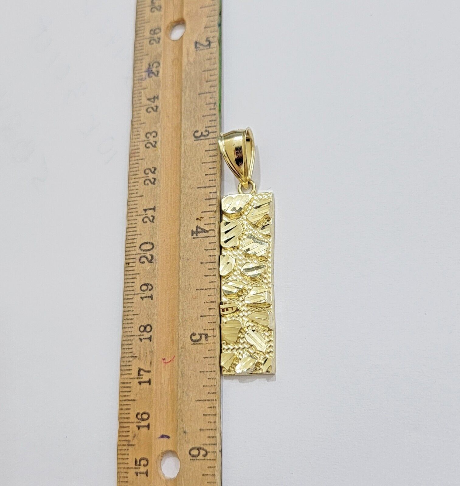 10k Yellow Gold Charm Nugget Bar Mens Pendant REAL 10KT , FREE SHIPPING - GoldenlinQ