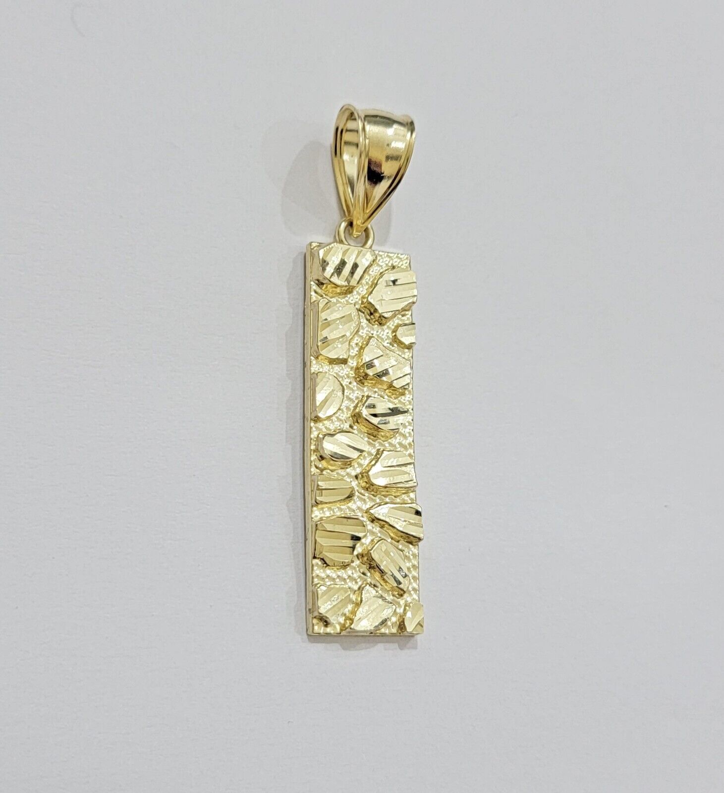 10k Yellow Gold Charm Nugget Bar Mens Pendant REAL 10KT , FREE SHIPPING - GoldenlinQ