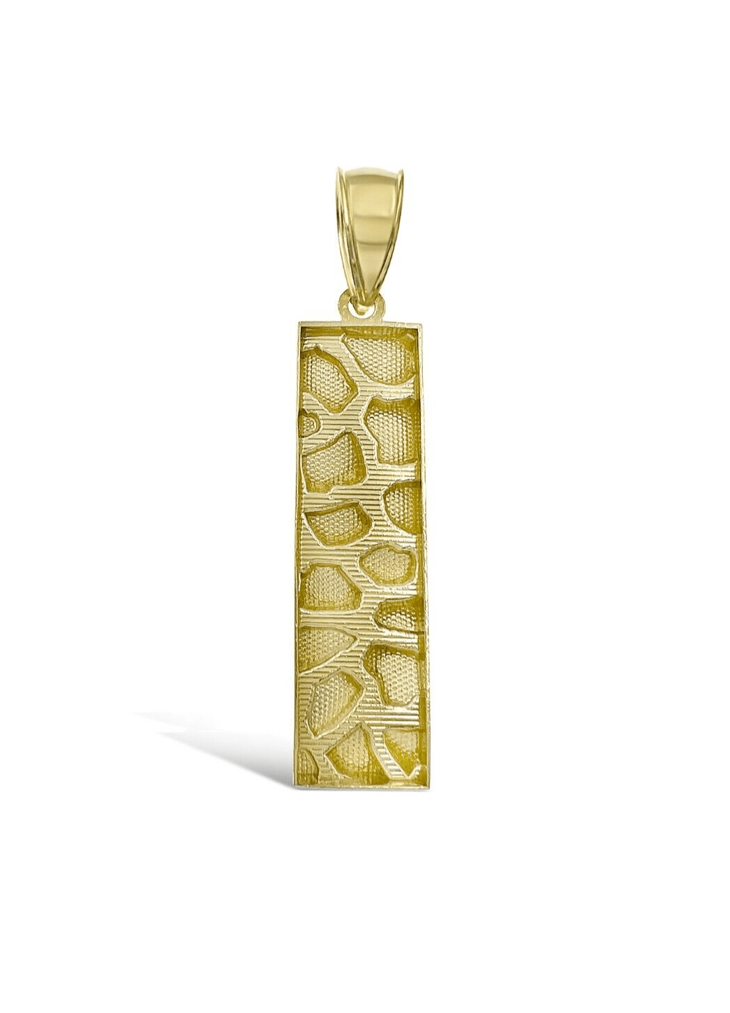 10k Yellow Gold Charm Nugget Bar Mens Pendant REAL 10KT , FREE SHIPPING - GoldenlinQ
