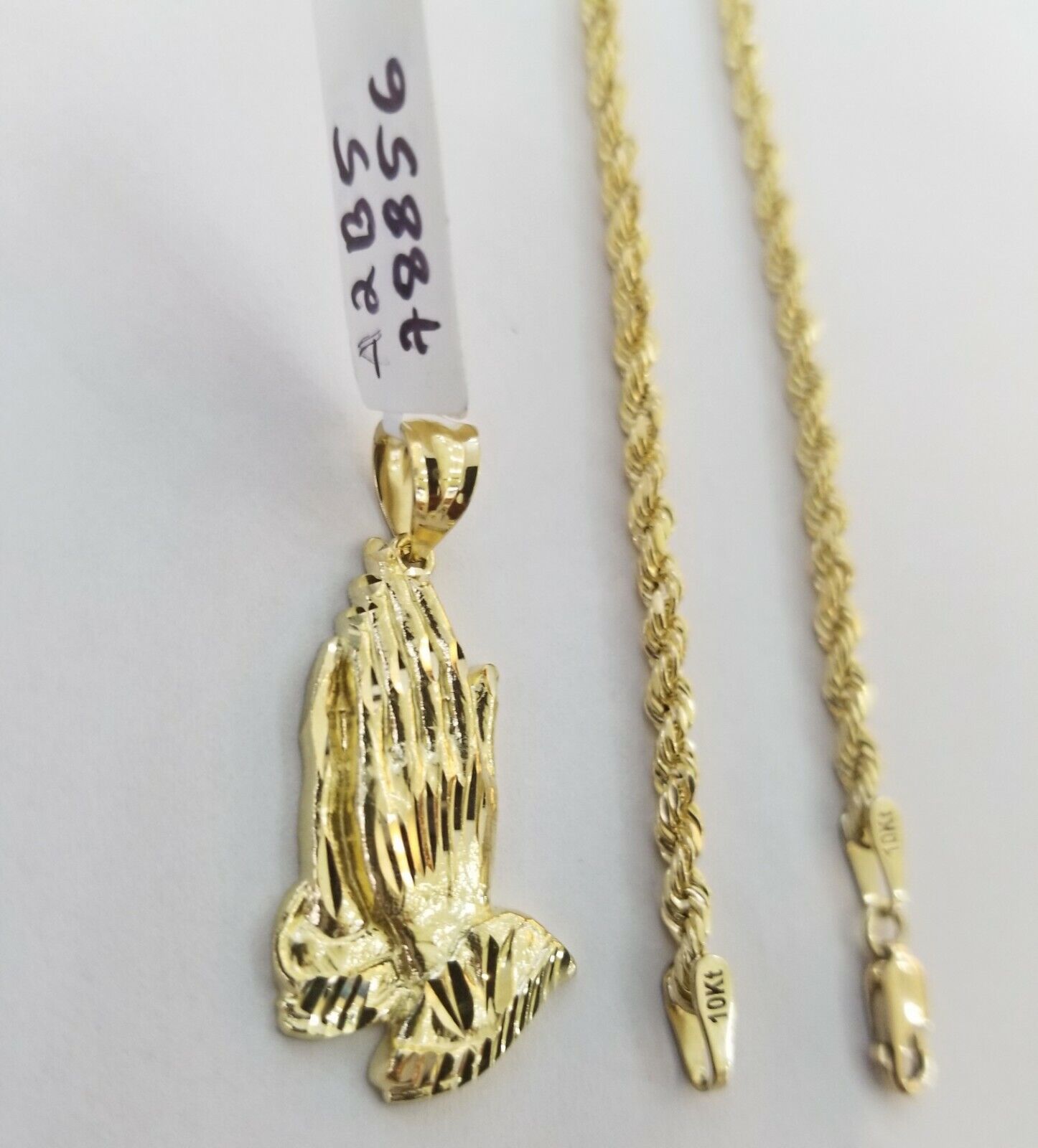 10k Yellow Gold Charm Pendant Praying hand REAL 10kt For chain FREE SHIPPING - GoldenlinQ