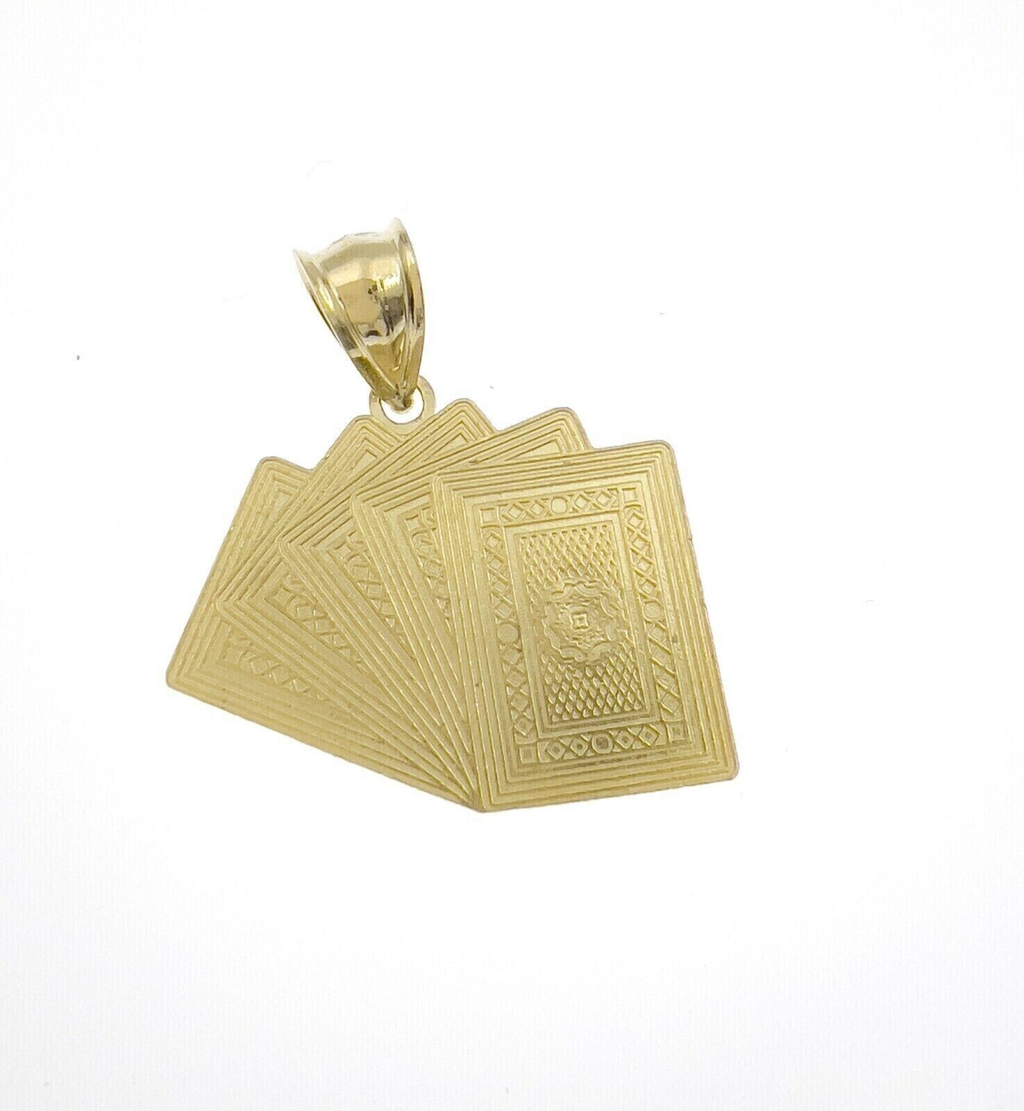10k Yellow Gold Charm Poker Pendant Card Royal Flush REAL 10KT & FREE SHIPPING - GoldenlinQ