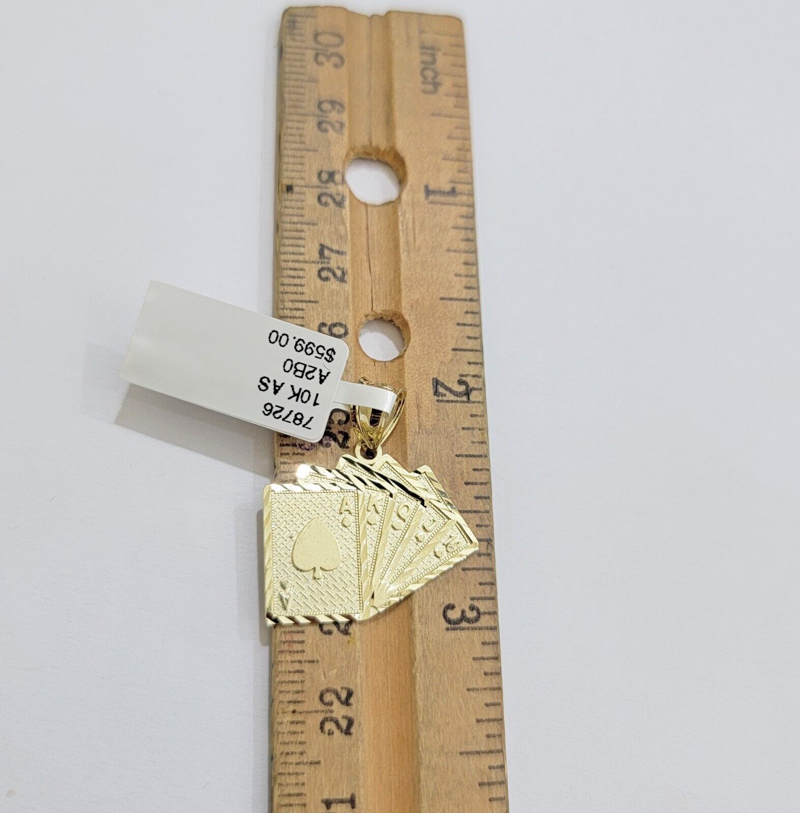 10k Yellow Gold Charm Poker Pendant Card Royal Flush REAL 10KT & FREE SHIPPING - GoldenlinQ