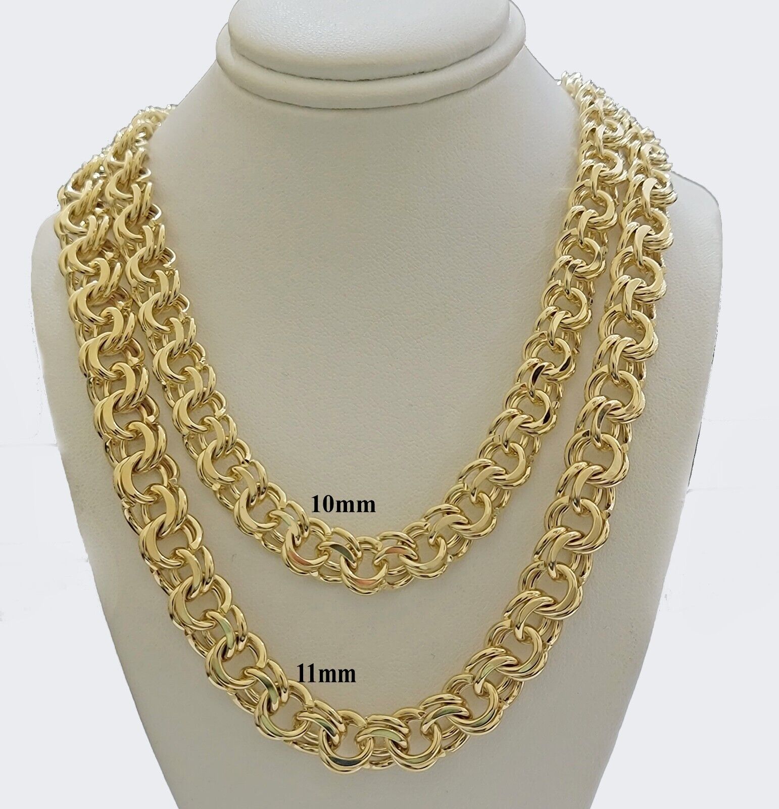 10k Yellow Gold Chino Chain Solid Link Necklace 10mm 22" - 26" Real 10kt Box Clasp - GoldenlinQ