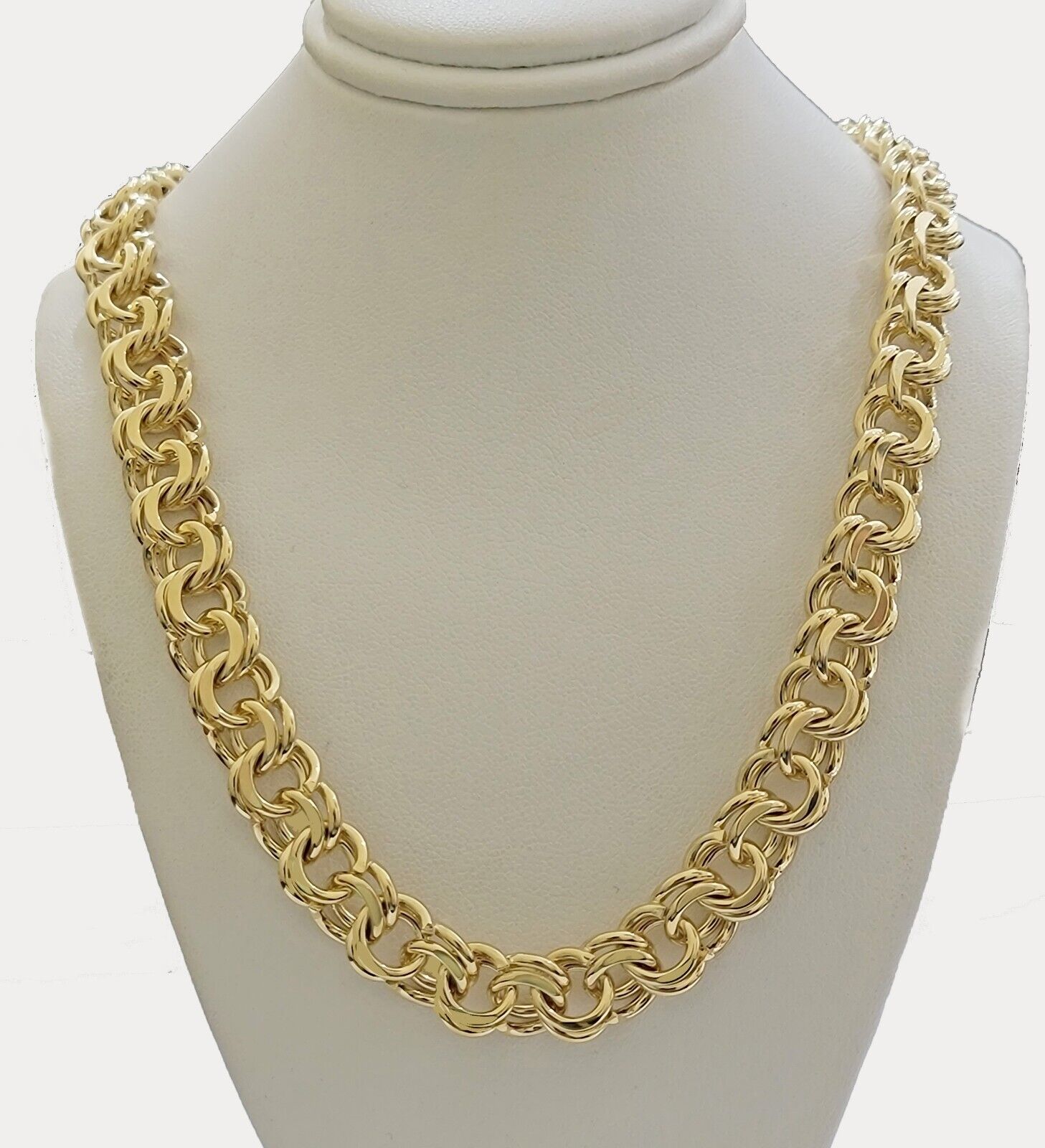 10k Yellow Gold Chino Chain Solid Link Necklace 10mm 22" - 26" Real 10kt Box Clasp - GoldenlinQ