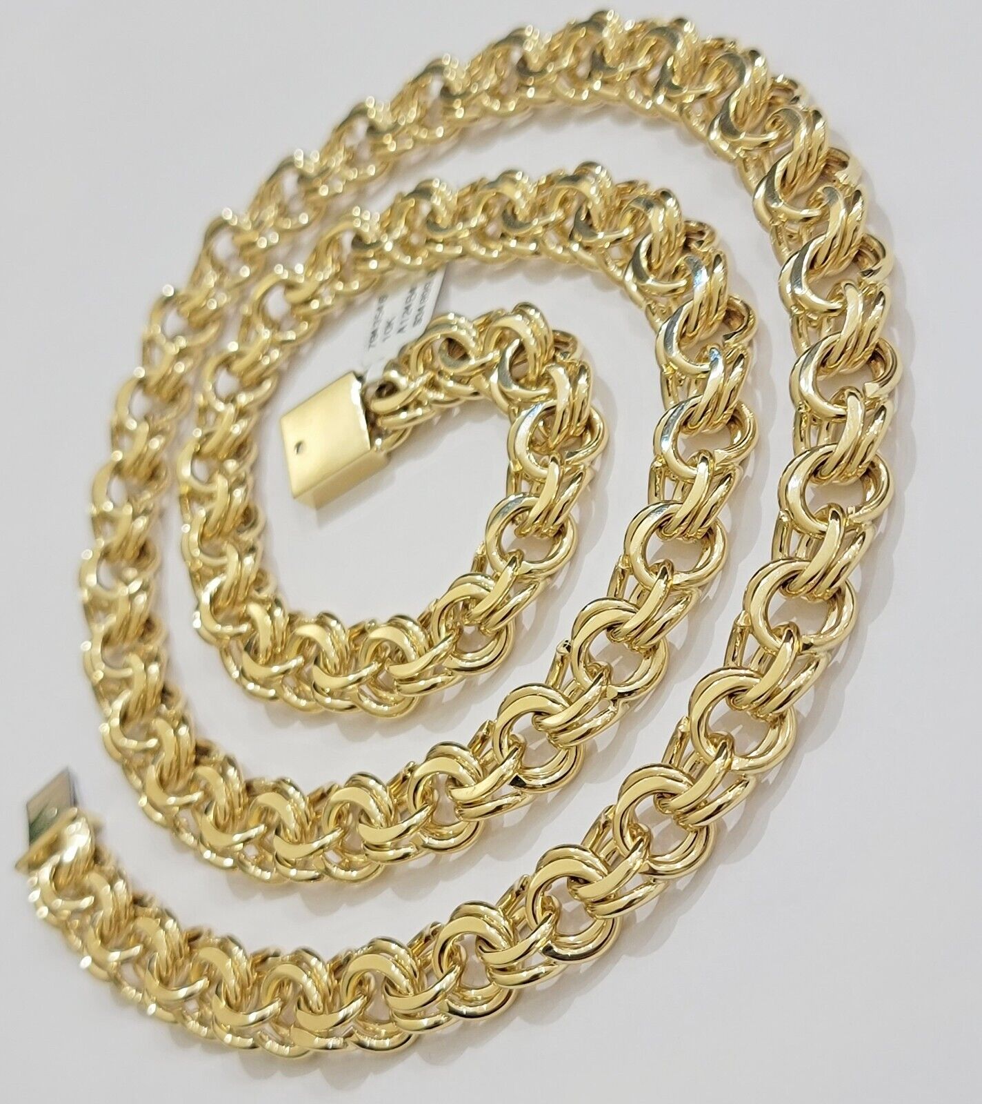 10k Yellow Gold Chino Chain Solid Link Necklace 11mm 22" - 26" Real 10kt Box Clasp - GoldenlinQ