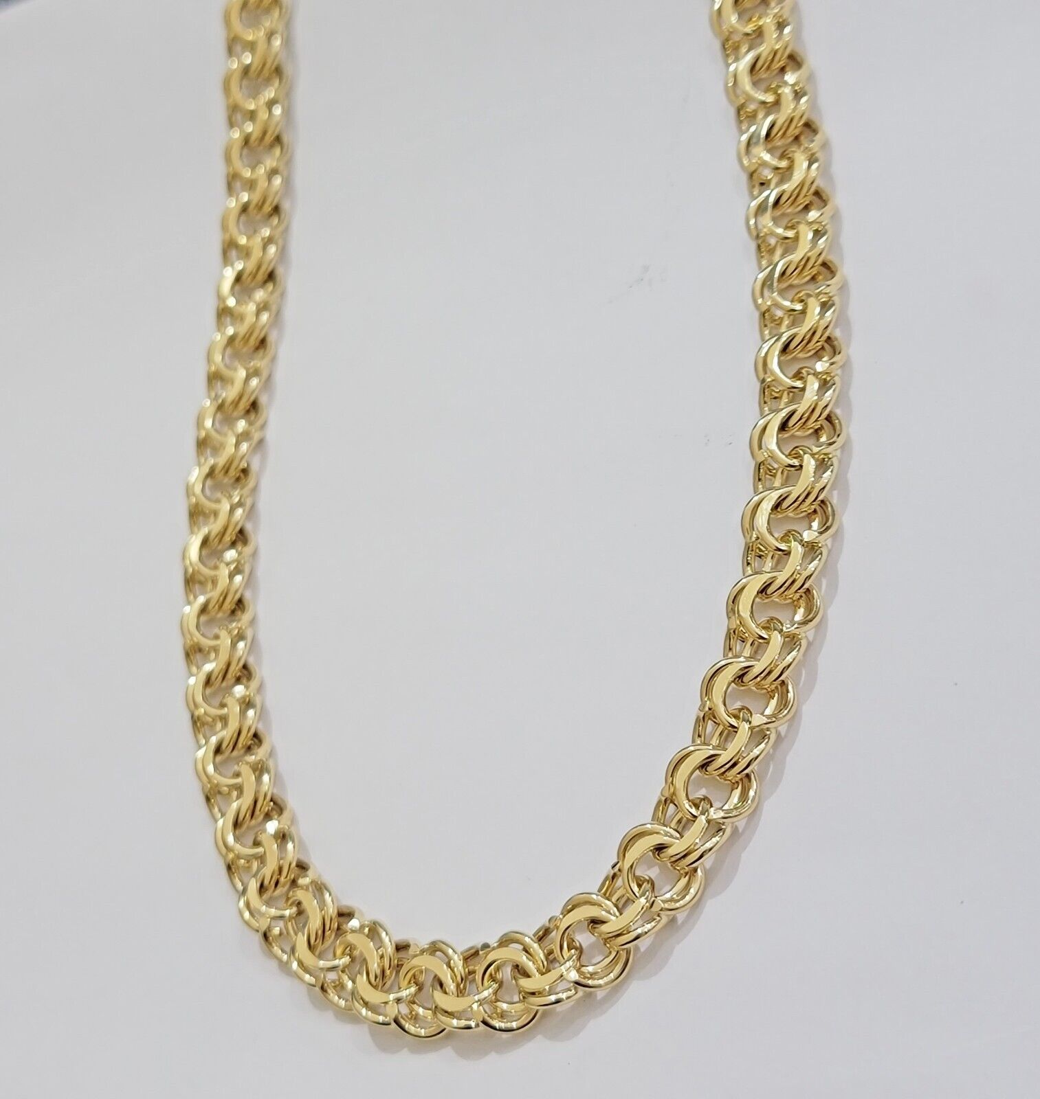 10k Yellow Gold Chino Chain Solid Link Necklace 9mm 22" - 26" Real 10kt Box Clasp - GoldenlinQ