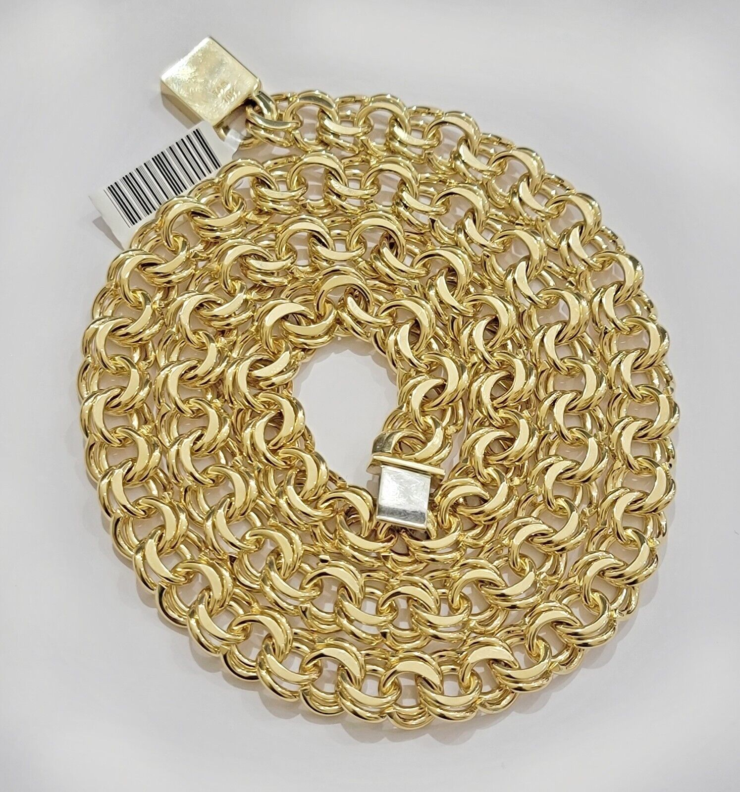 10k Yellow Gold Chino Chain Solid Link Necklace 9mm 22" - 26" Real 10kt Box Clasp - GoldenlinQ