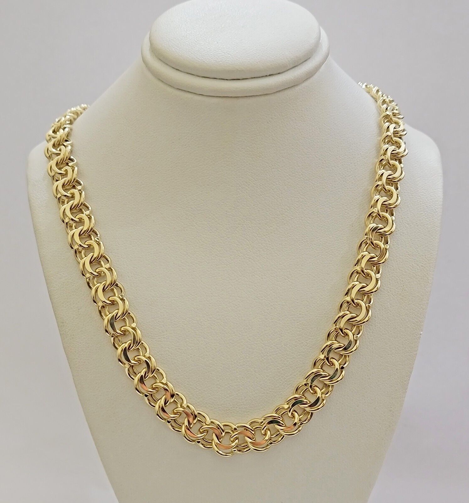 10k Yellow Gold Chino Chain Solid Link Necklace 9mm 22" - 26" Real 10kt Box Clasp - GoldenlinQ