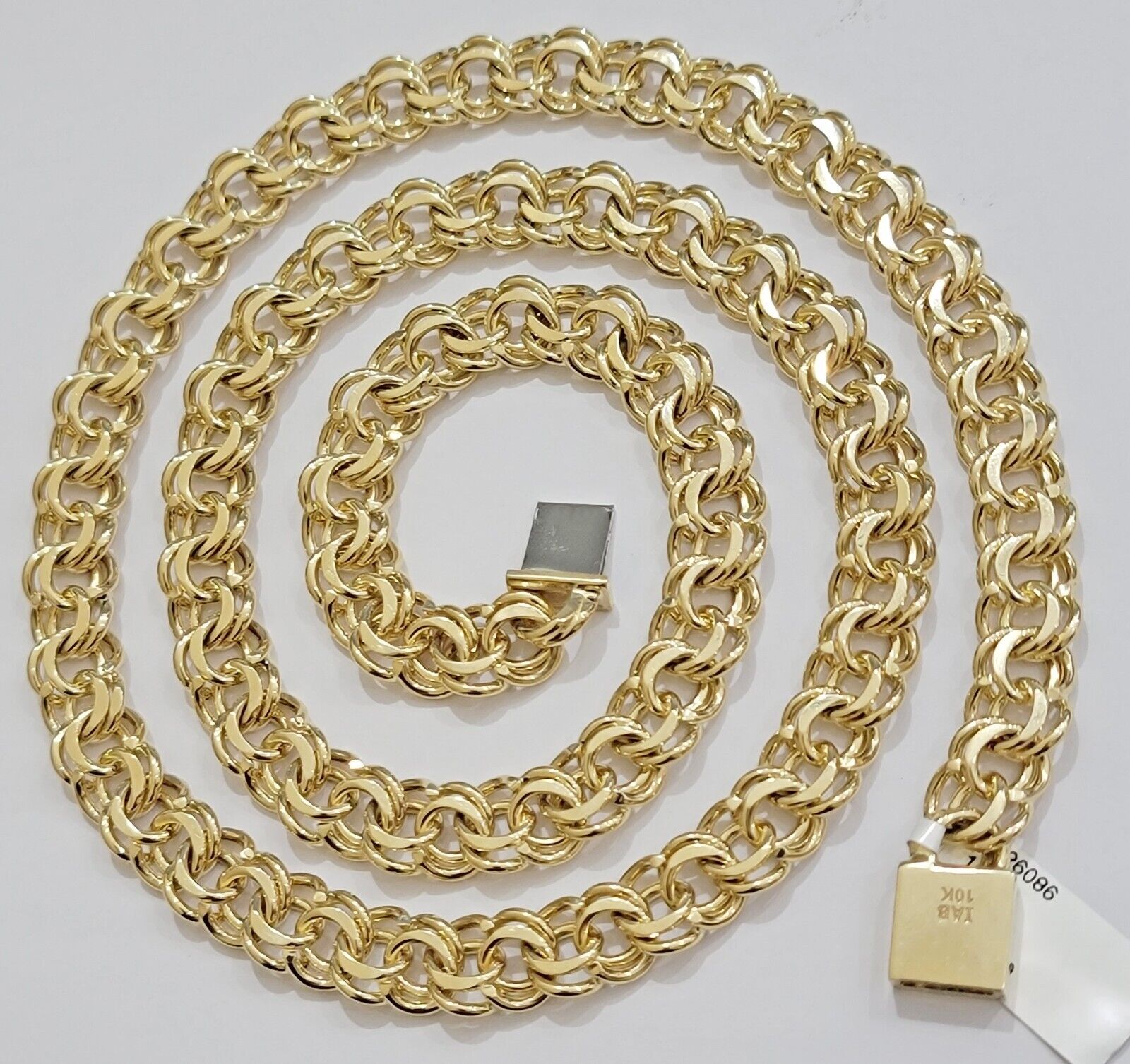 10k Yellow Gold Chino Chain Solid Link Necklace 9mm 22" - 26" Real 10kt Box Clasp - GoldenlinQ