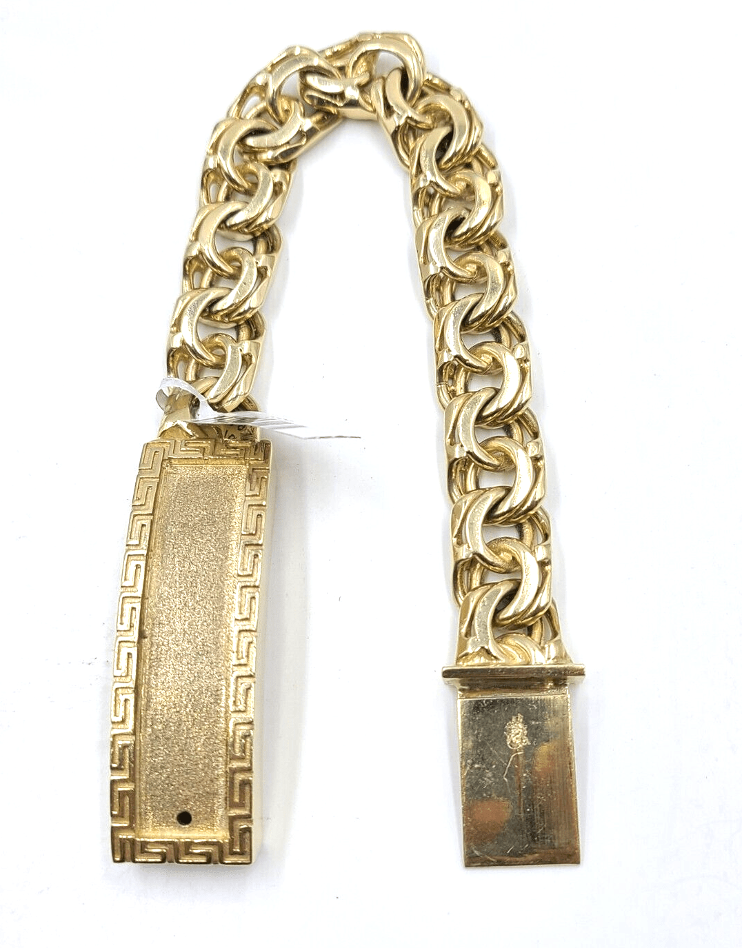 10k Yellow Gold Chino Link ID Bracelet 13 mm 9 Inch For Men's 10kt Gold - GoldenlinQ