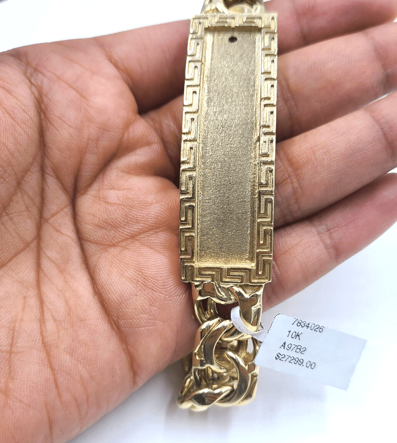 10k Yellow Gold Chino Link ID Bracelet 13 mm 9 Inch For Men's 10kt Gold - GoldenlinQ