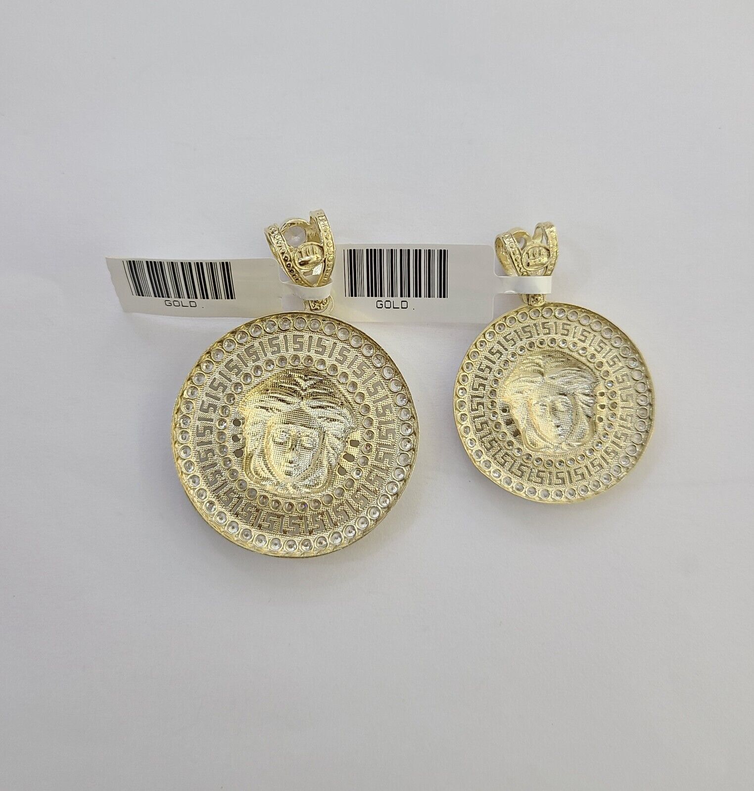 10k Yellow Gold Circular Pendant head Charm 1 - 2" Inch Round 10kt Charm - GoldenlinQ