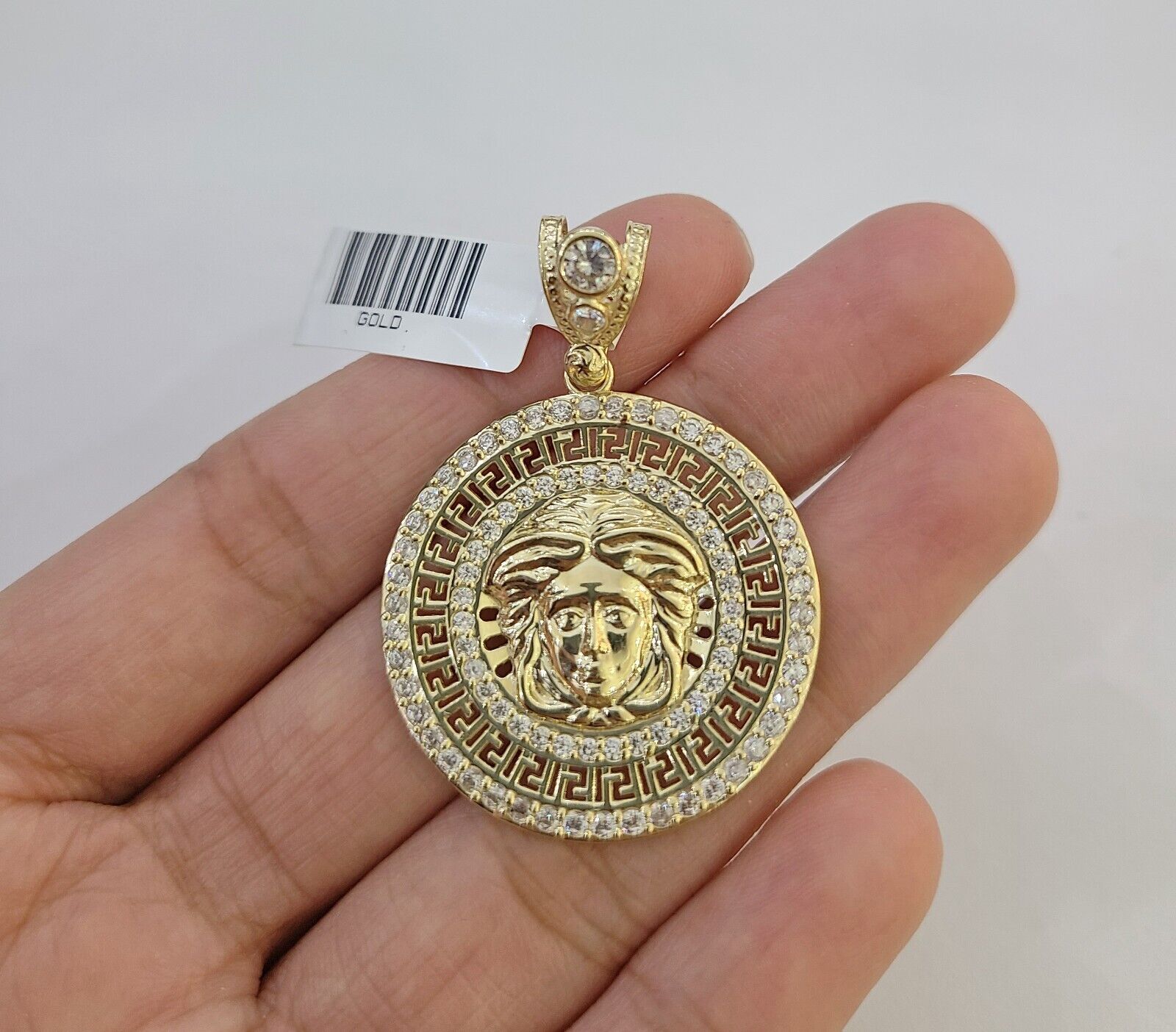 10k Yellow Gold Circular Pendant head Charm 1 - 2" Inch Round 10kt Charm - GoldenlinQ