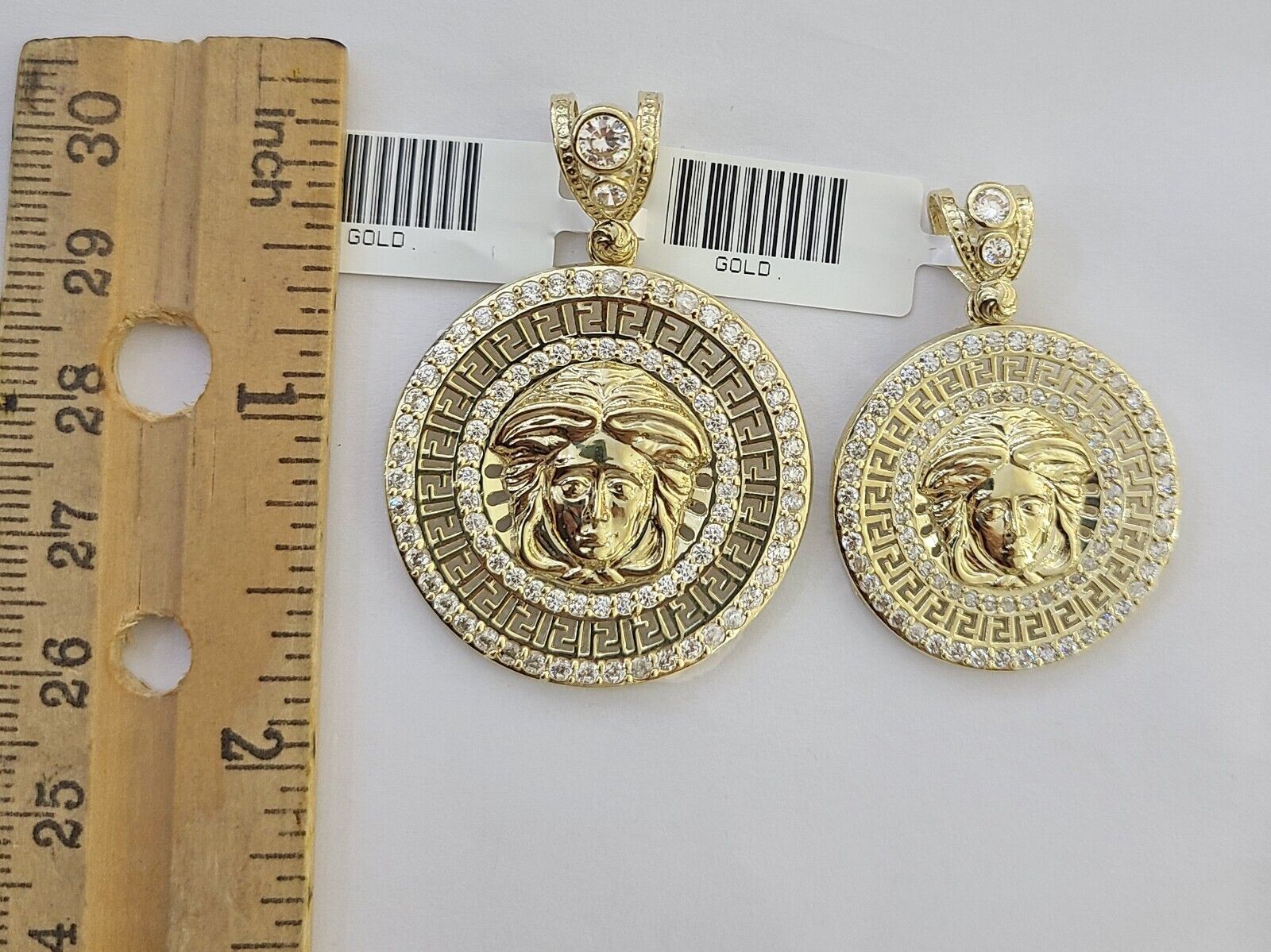 10k Yellow Gold Circular Pendant head Charm 1 - 2" Inch Round 10kt Charm - GoldenlinQ