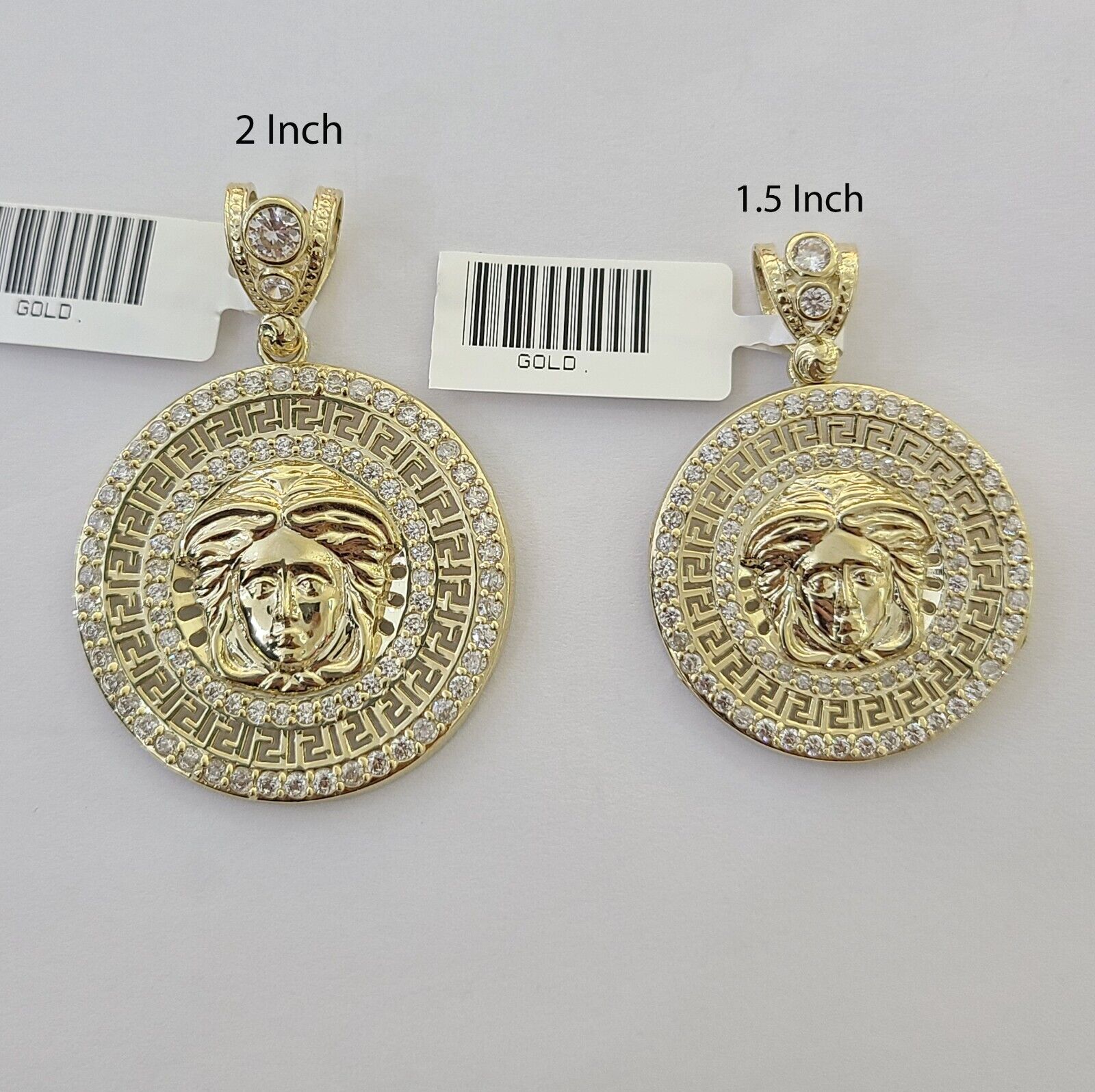 10k Yellow Gold Circular Pendant head Charm 1 - 2" Inch Round 10kt Charm - GoldenlinQ
