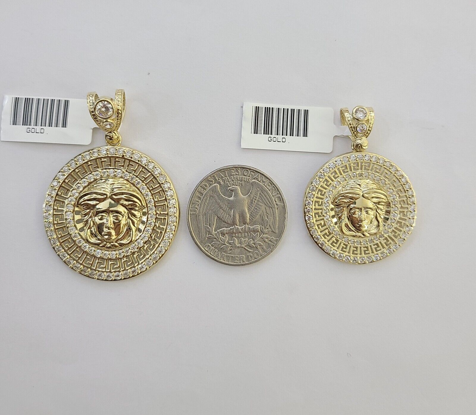 10k Yellow Gold Circular Pendant head Charm 1 - 2" Inch Round 10kt Charm - GoldenlinQ