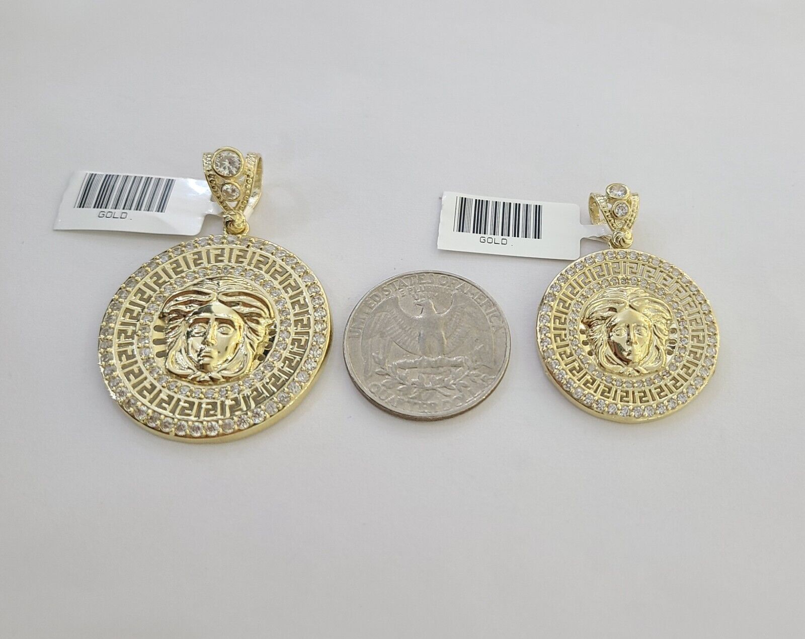 10k Yellow Gold Circular Pendant head Charm 1 - 2" Inch Round 10kt Charm - GoldenlinQ