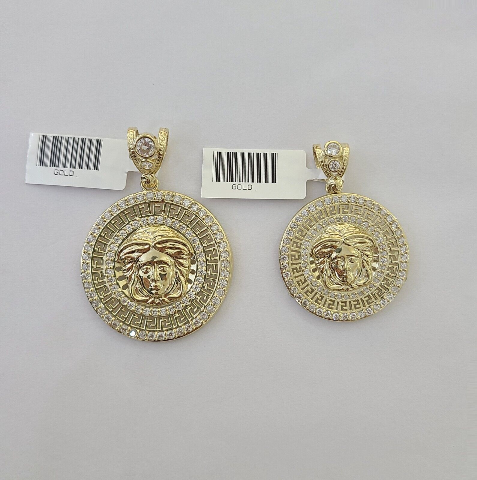 10k Yellow Gold Circular Pendant head Charm 1 - 2" Inch Round 10kt Charm - GoldenlinQ