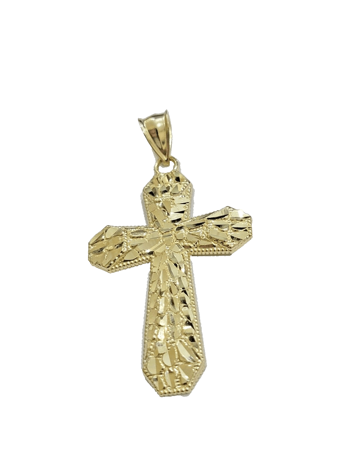 10k Yellow Gold Cross Charm Jesus Pendant 2'' Inch Necklace Chain Real 10kt SALE - GoldenlinQ