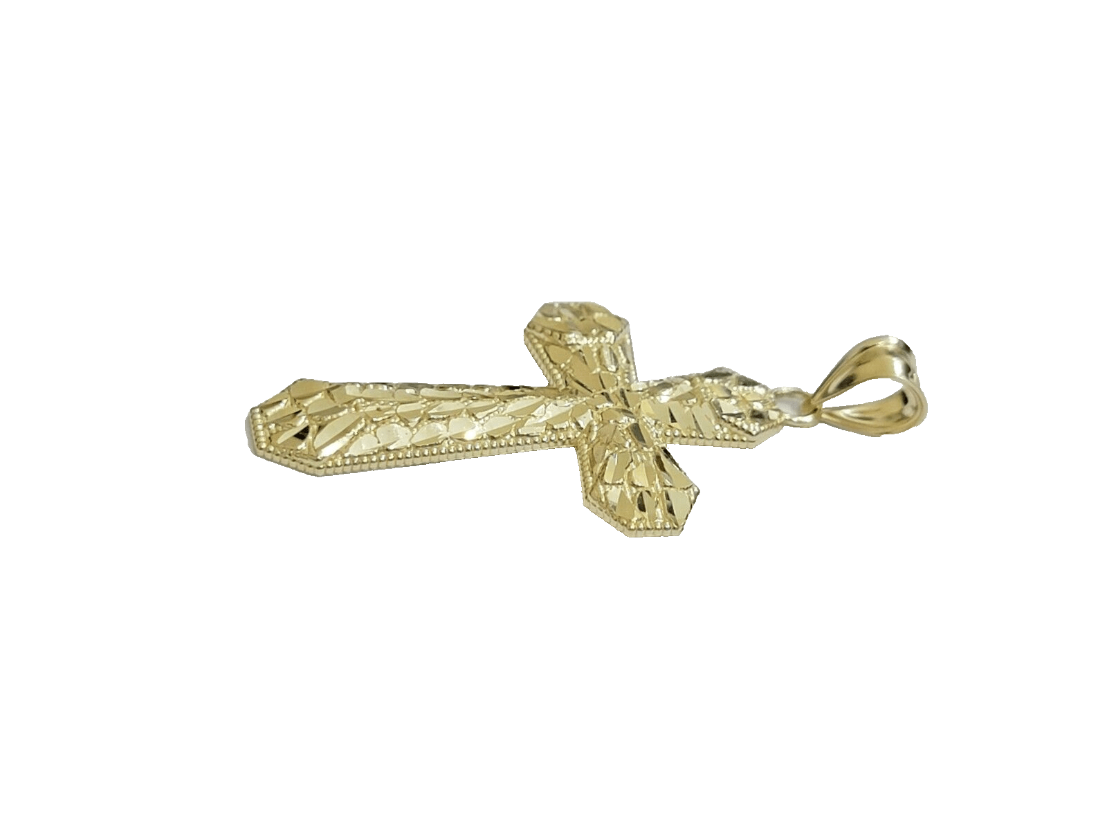 10k Yellow Gold Cross Charm Jesus Pendant 2'' Inch Necklace Chain Real 10kt SALE - GoldenlinQ